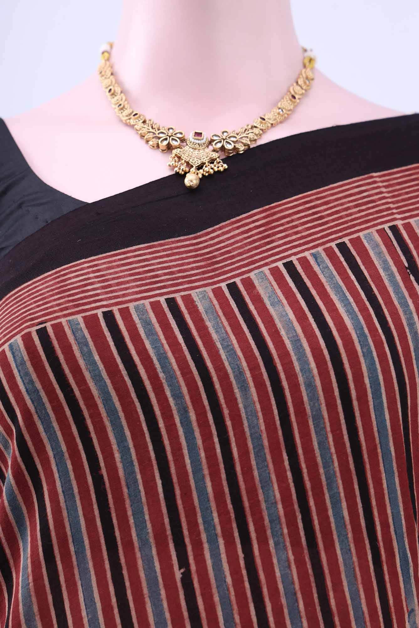 Maroon Printed Cotton Saree