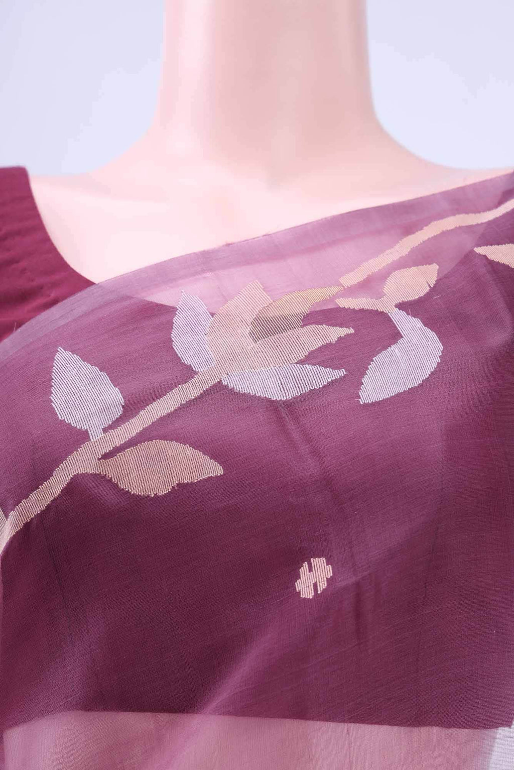 Burgundy Muslin Silk Saree
