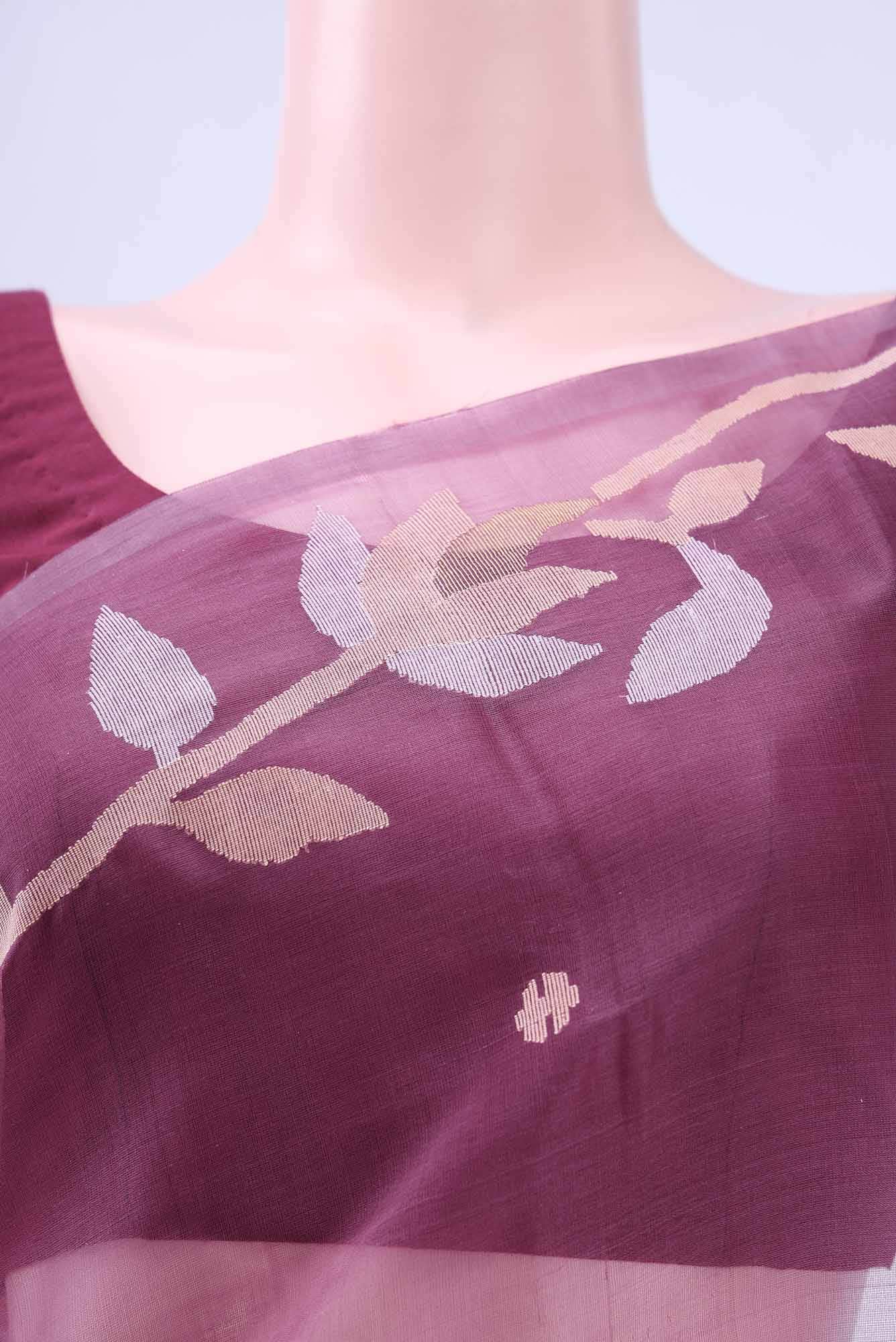 Burgundy Muslin Silk Saree