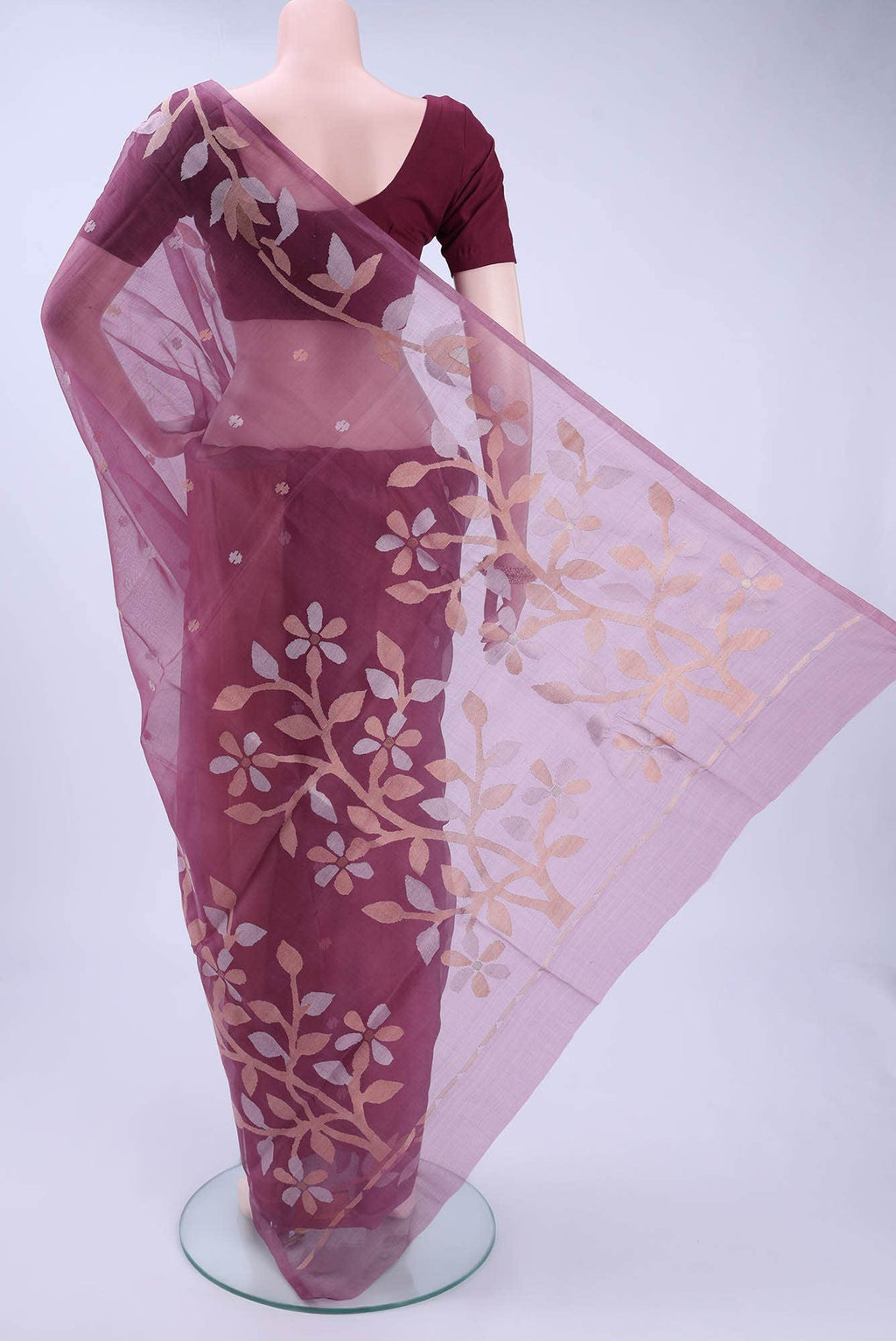 Burgundy Muslin Silk Saree