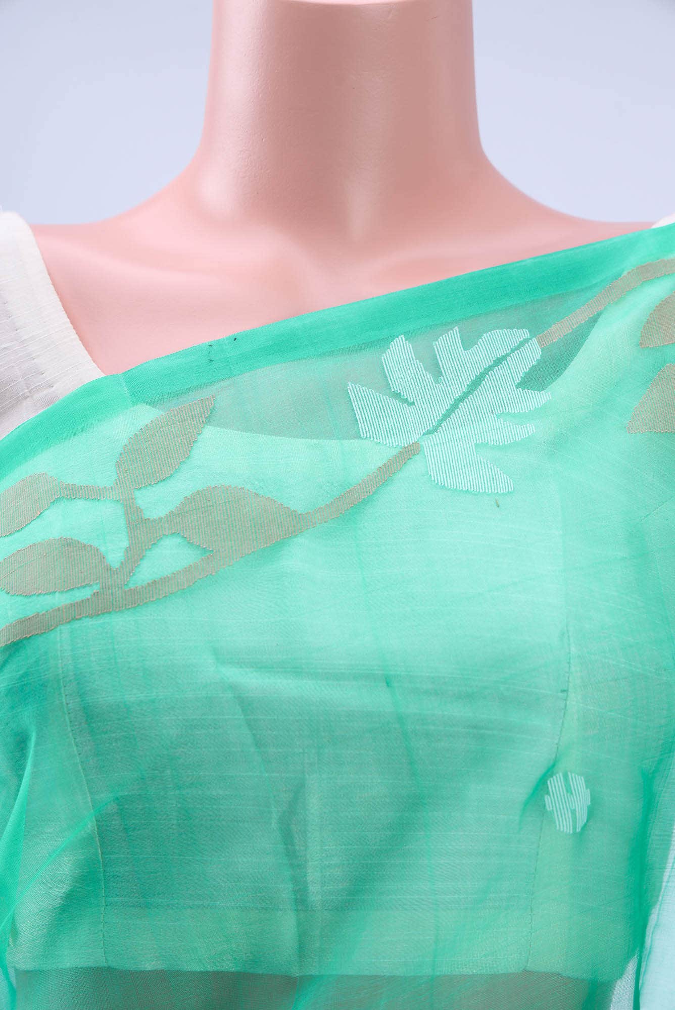 Sea Green Muslin Silk Saree