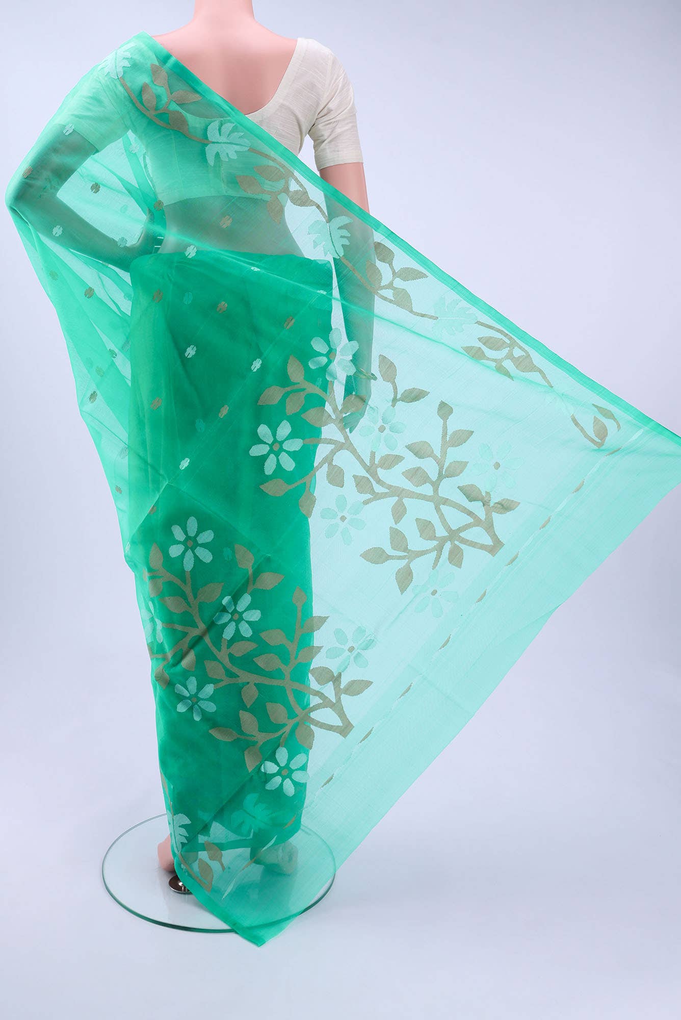 Sea Green Muslin Silk Saree