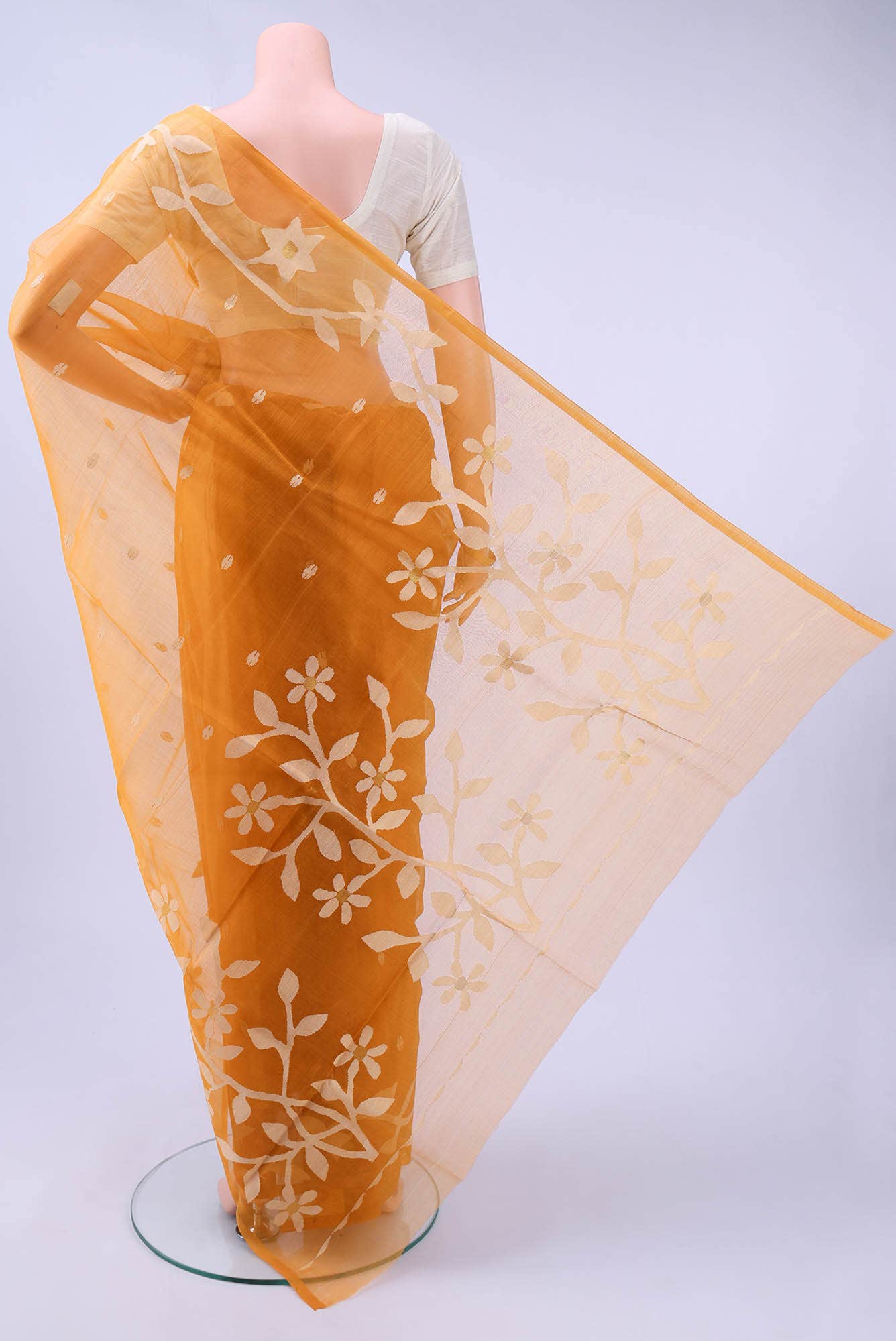 Mustard Muslin Silk Saree