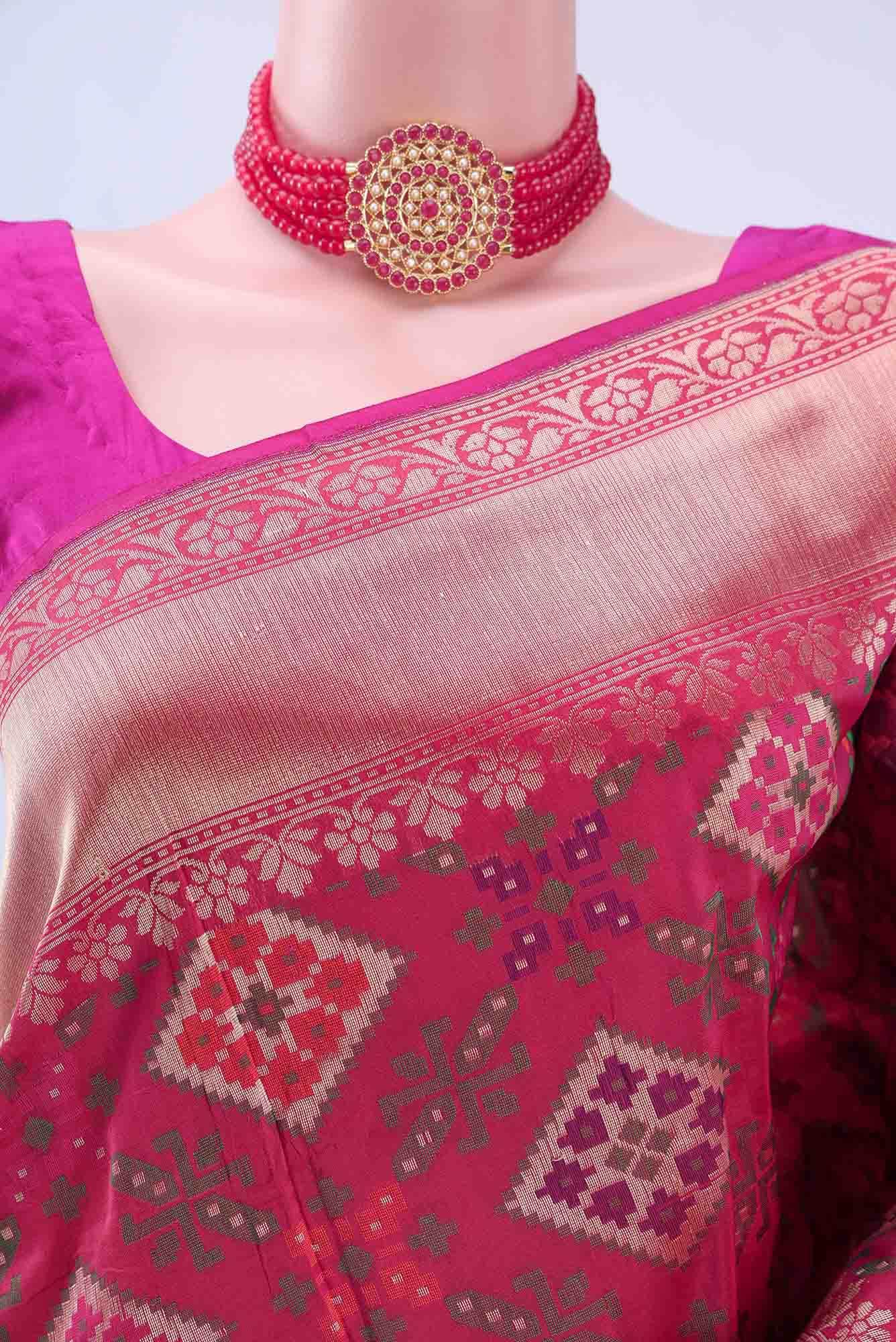 Pink Banarasi Silk Cotton Saree