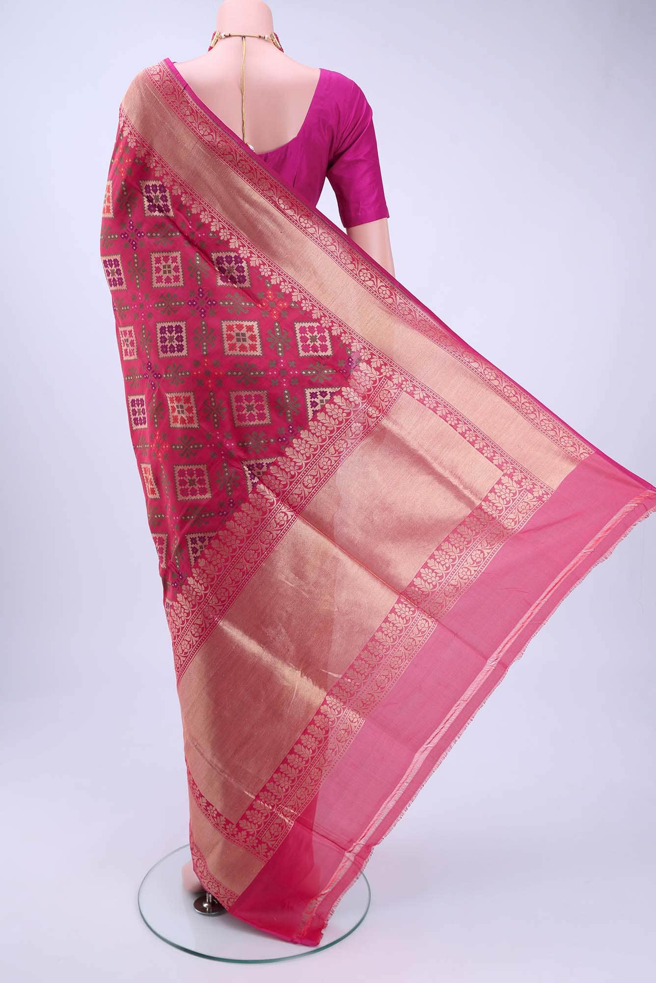 Pink Banarasi Silk Cotton Saree