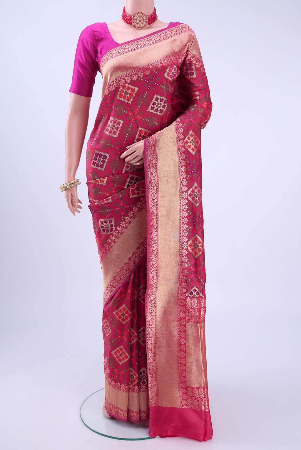 Pink Banarasi Silk Cotton Saree