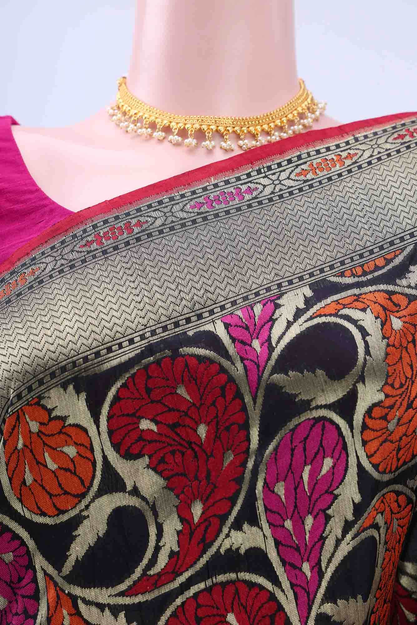 Black Banarasi Silk Cotton Saree