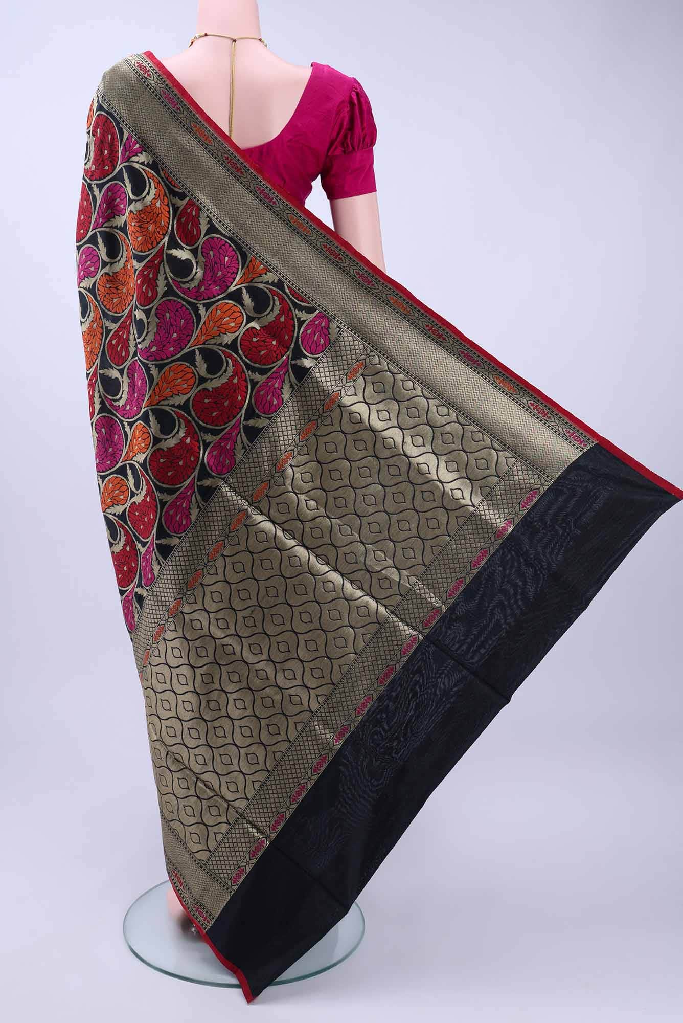 Black Banarasi Silk Cotton Saree