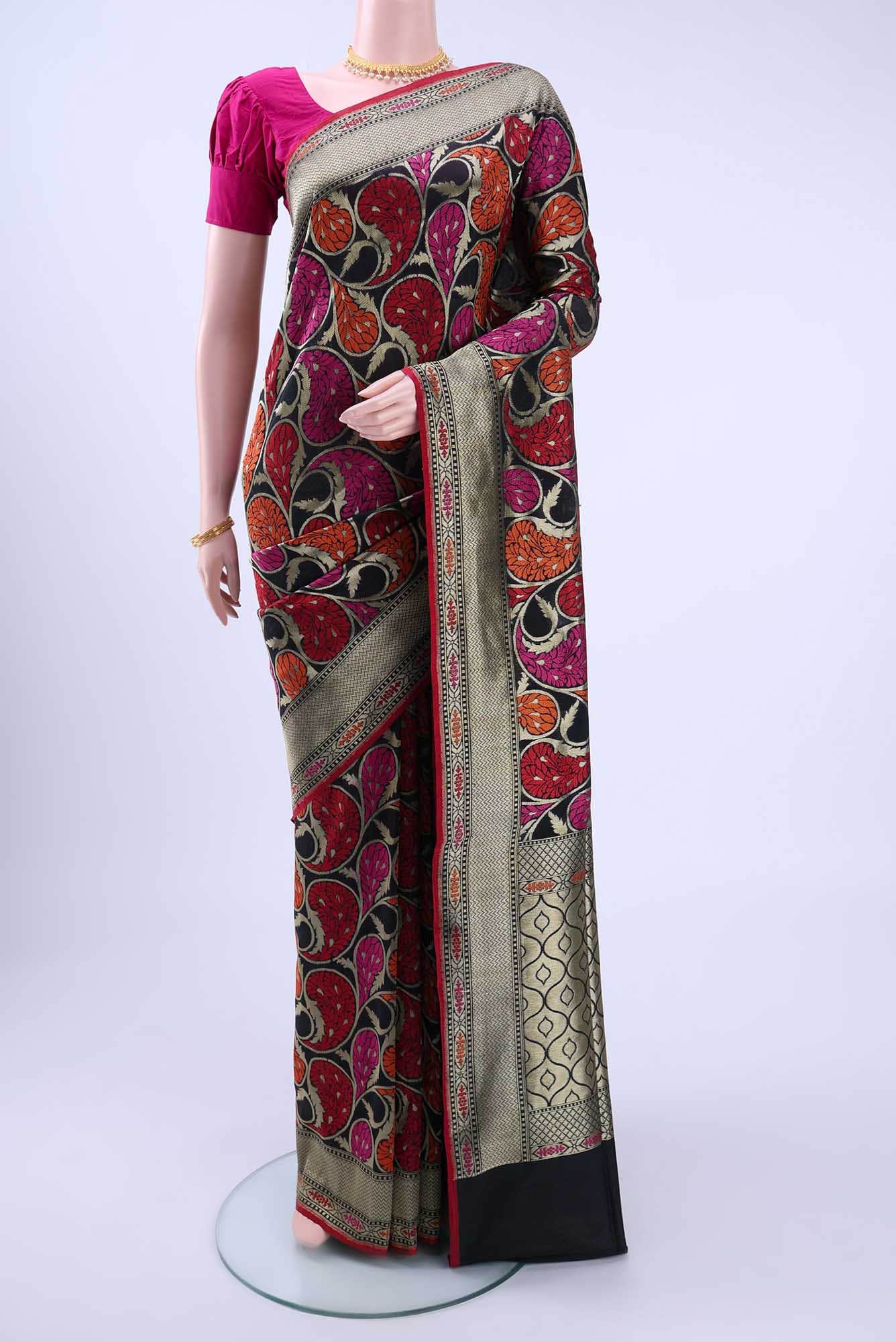 Black Banarasi Silk Cotton Saree