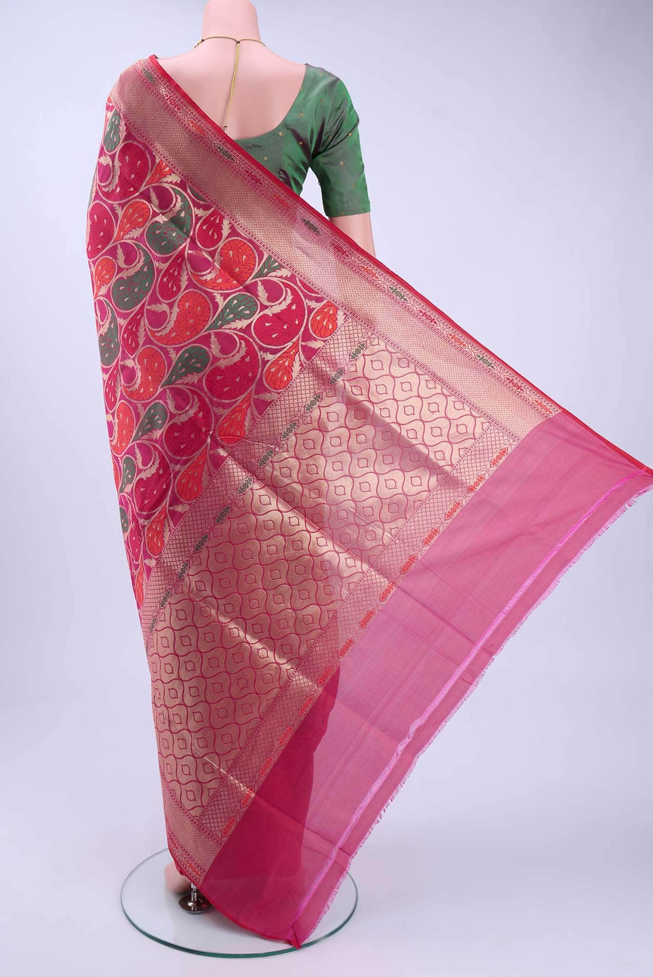 Pink Banarasi Silk Cotton Saree