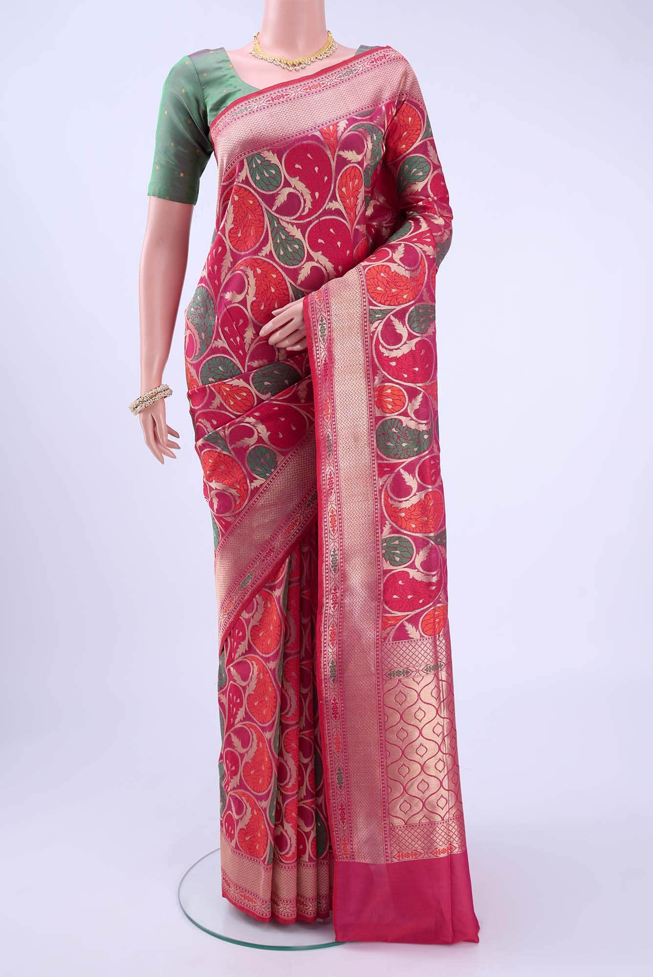 Pink Banarasi Silk Cotton Saree
