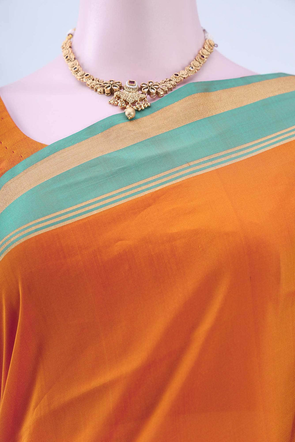 Brick Orange Banarasi Silk Cotton Saree