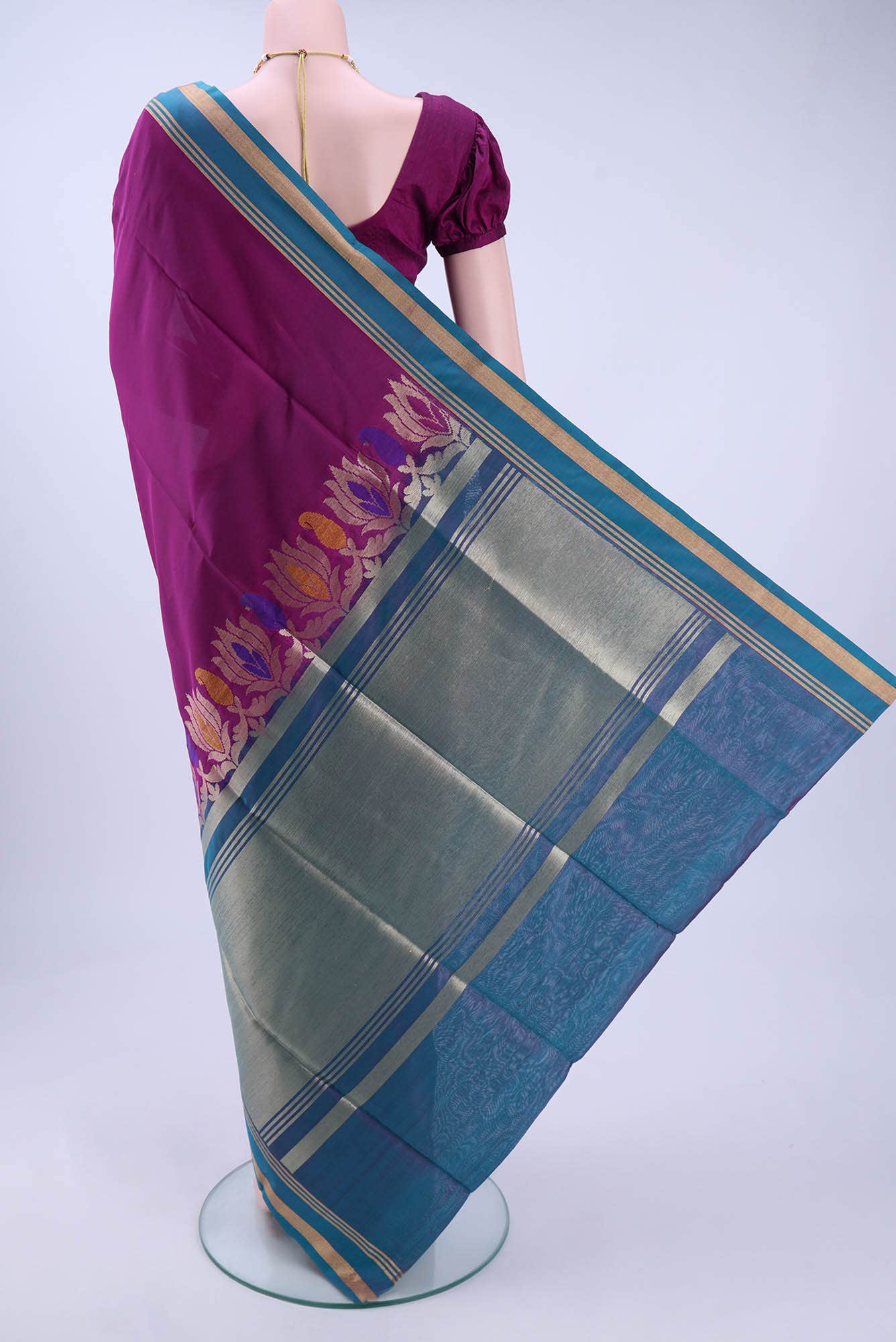Magenta Banarasi Silk Cotton Saree