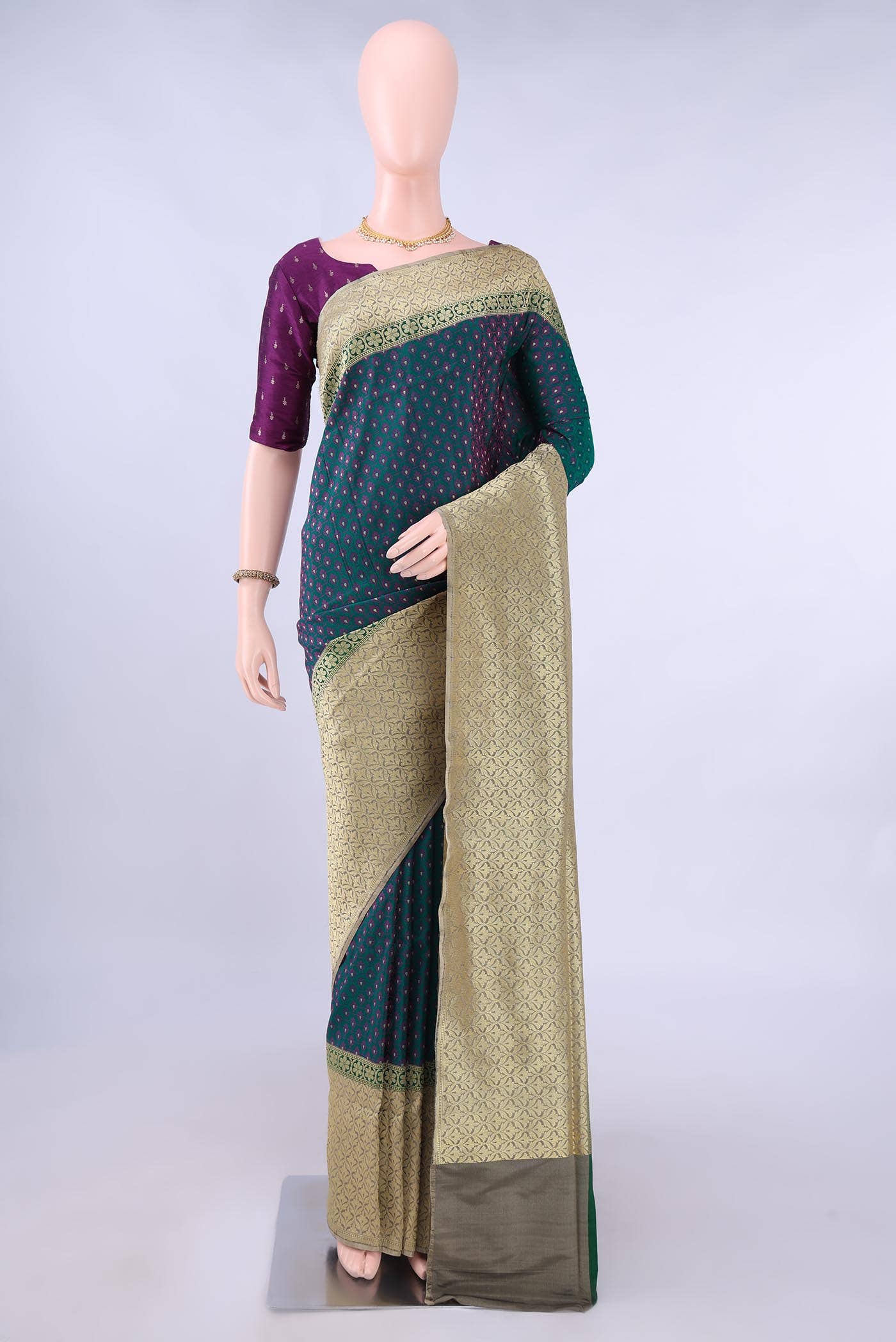 Turquoise Banarasi Silk Saree