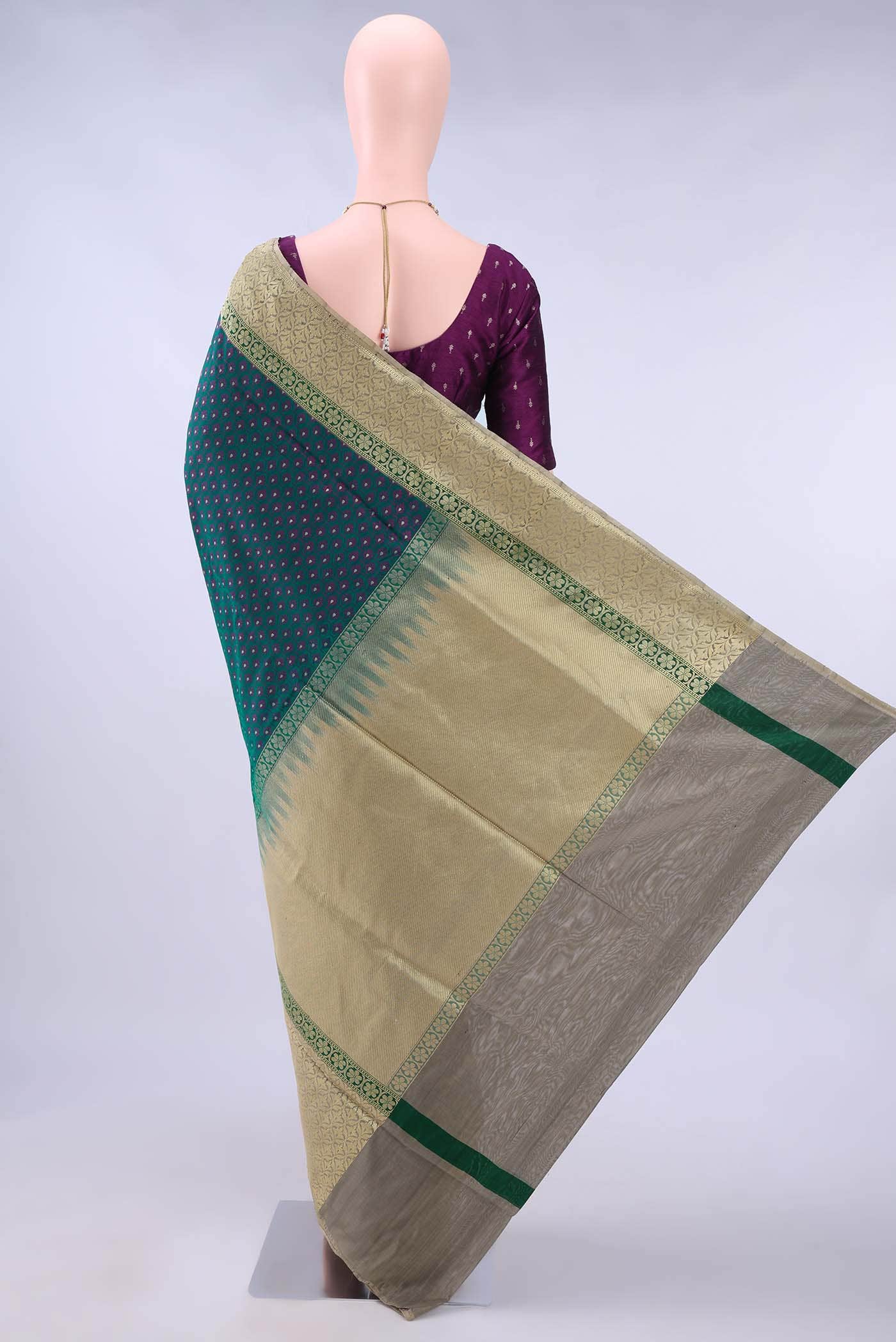 Turquoise Banarasi Silk Saree