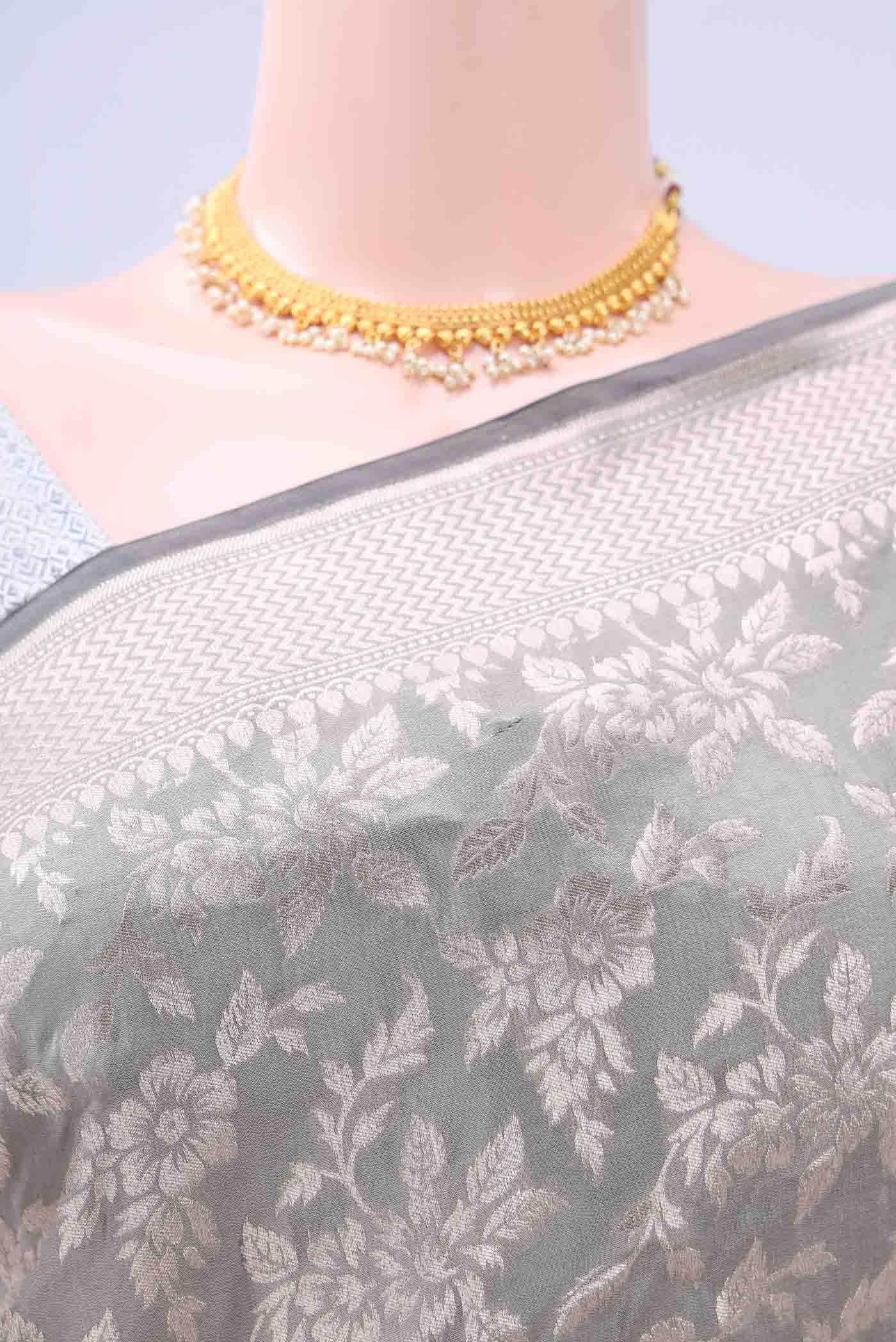 Davys Grey Banarasi Silk Saree