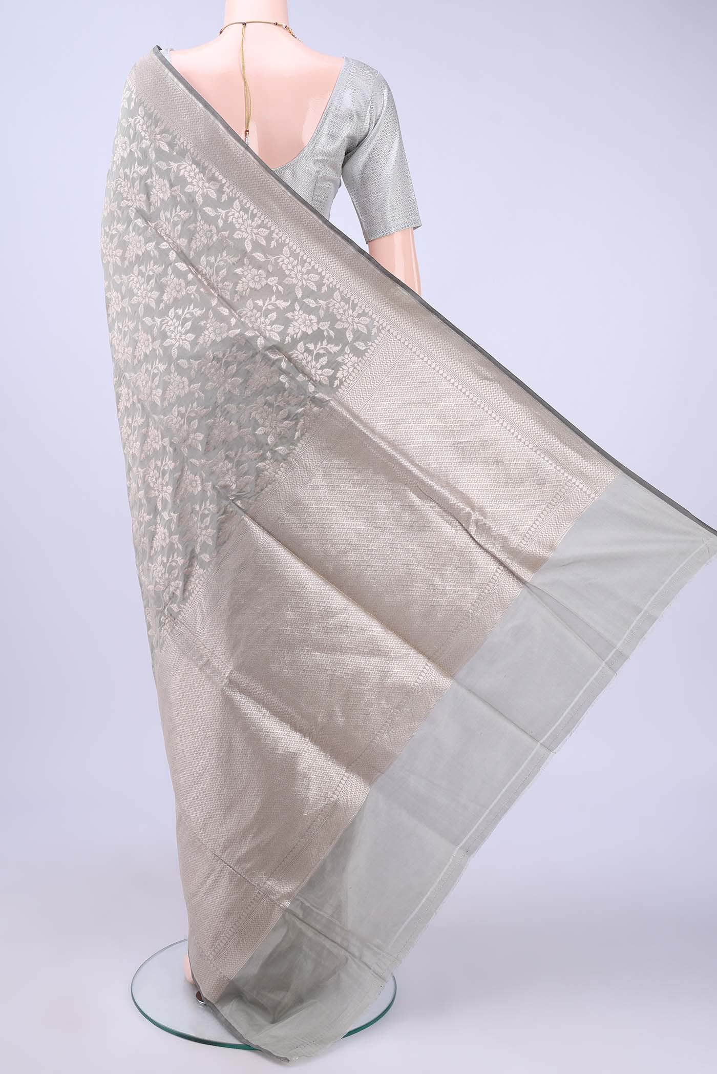 Davys Grey Banarasi Silk Saree