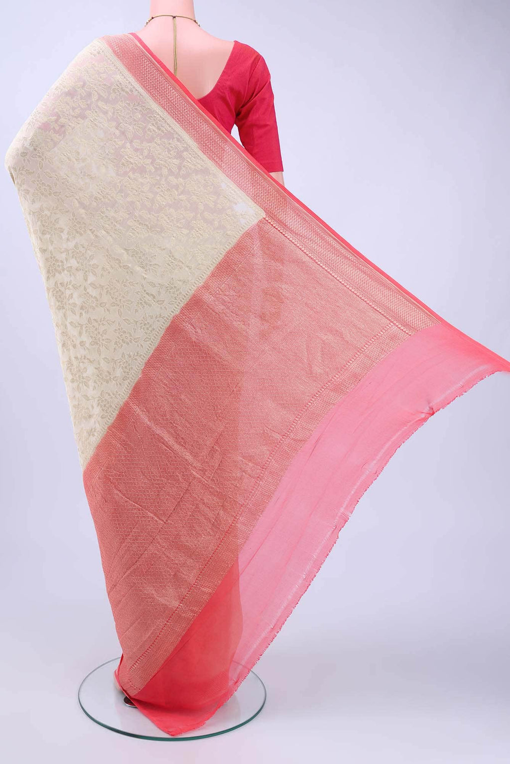 Cream Banarasi Georgette Saree