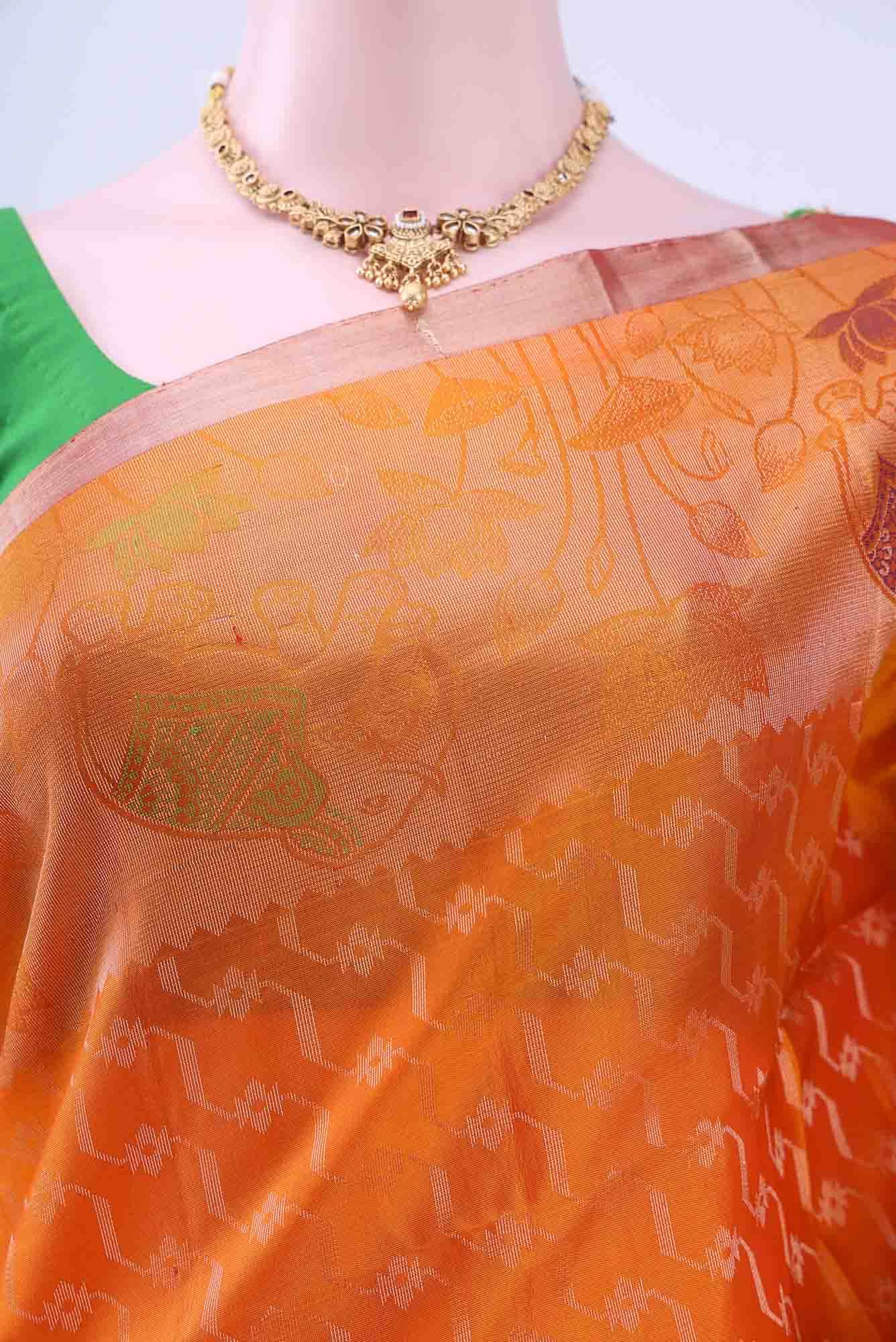 Brick Orange Soft Silk Saree