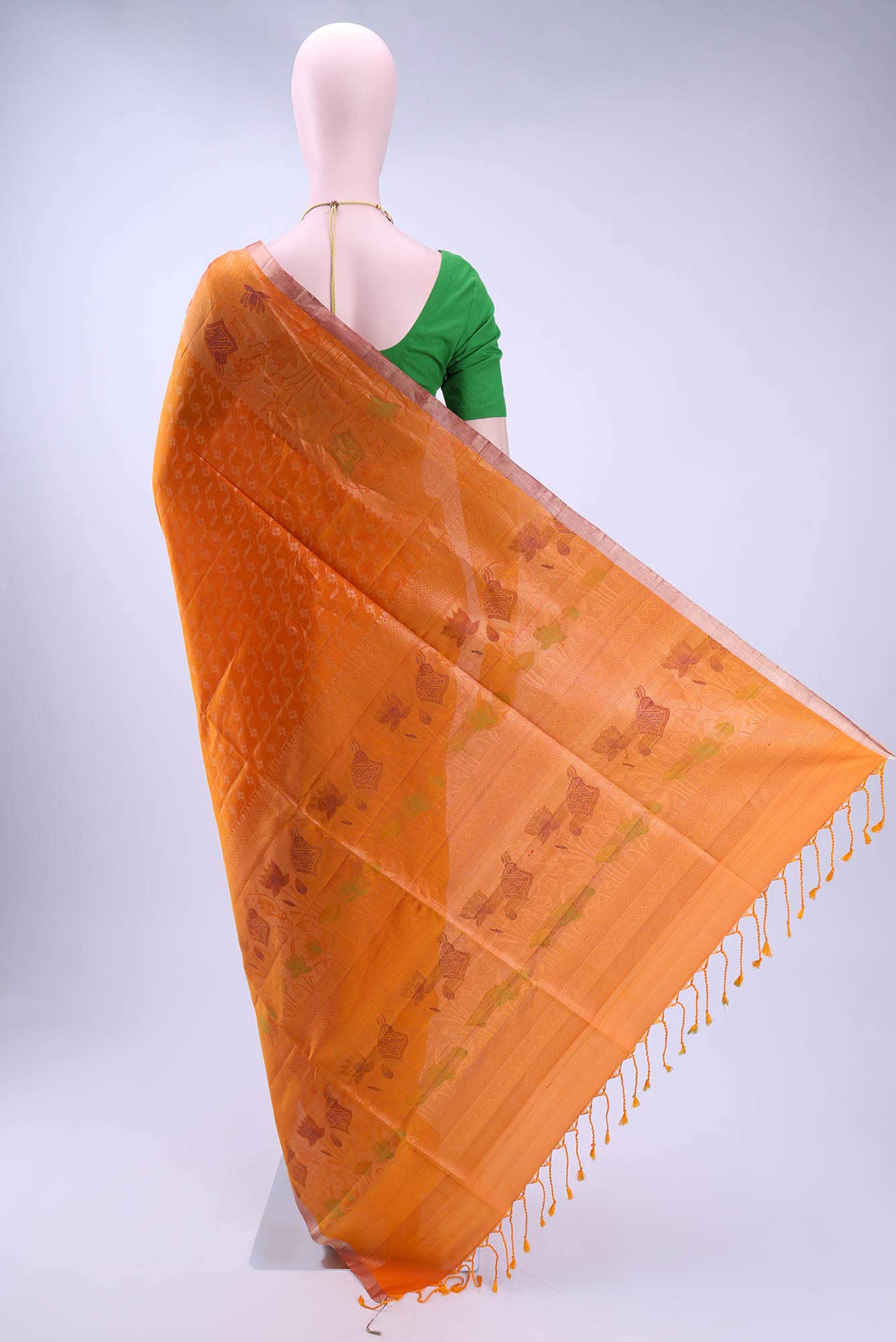 Brick Orange Soft Silk Saree