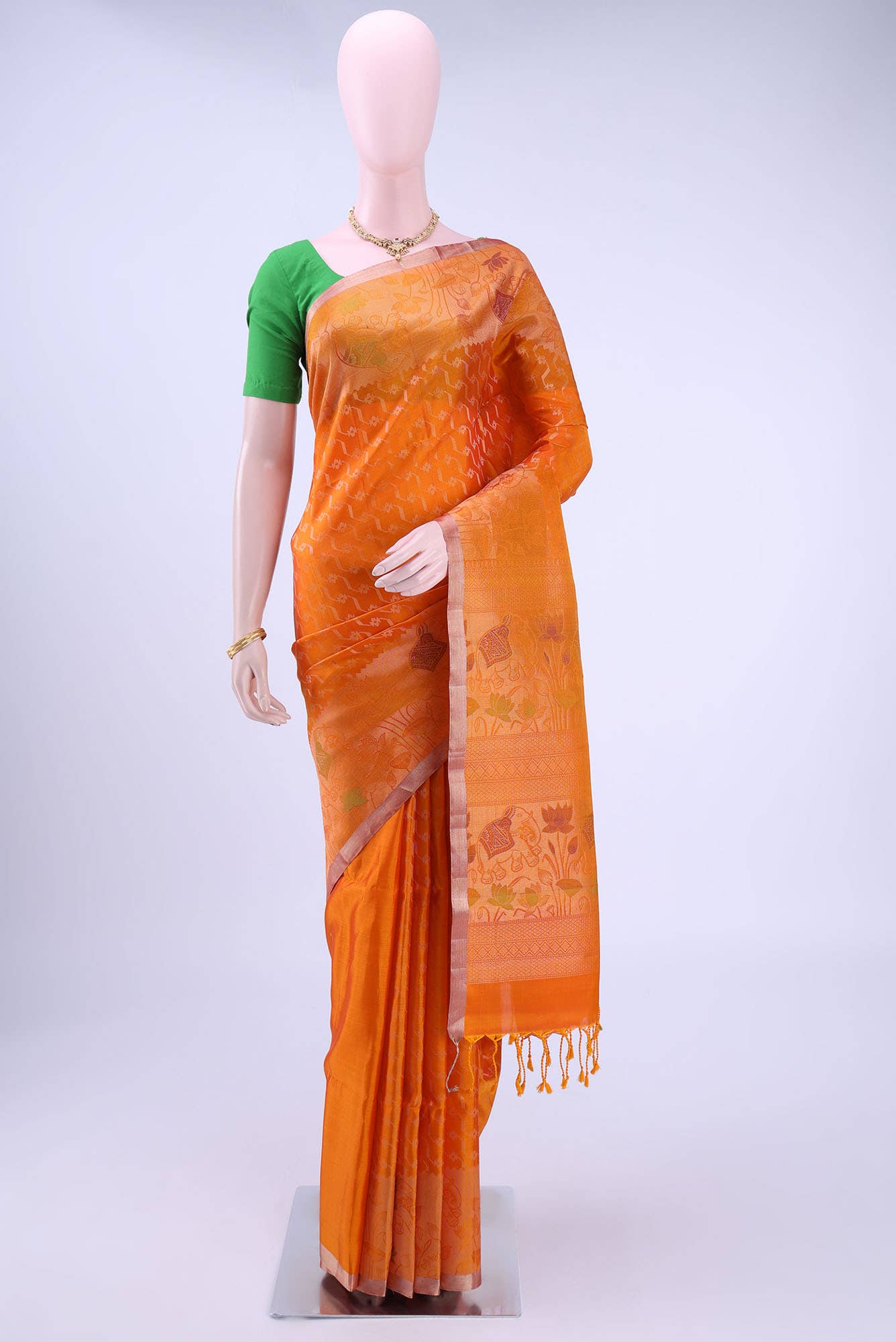 Brick Orange Soft Silk Saree