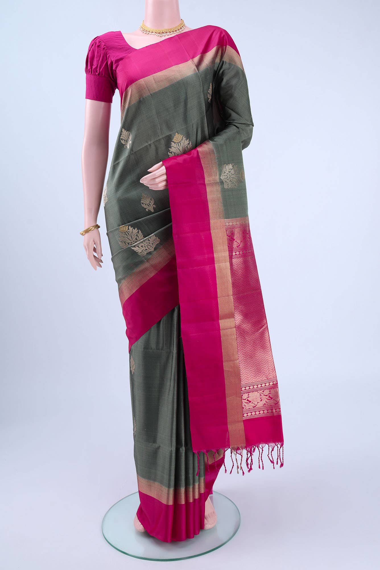 Davys Grey Soft Silk Saree