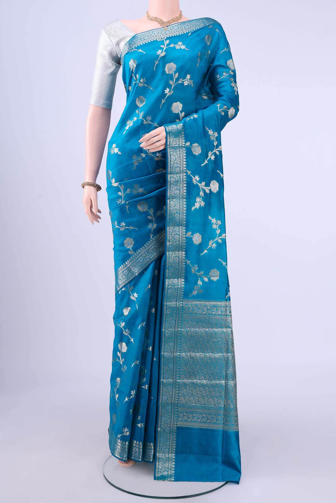 Blue Banarasi Silk Saree