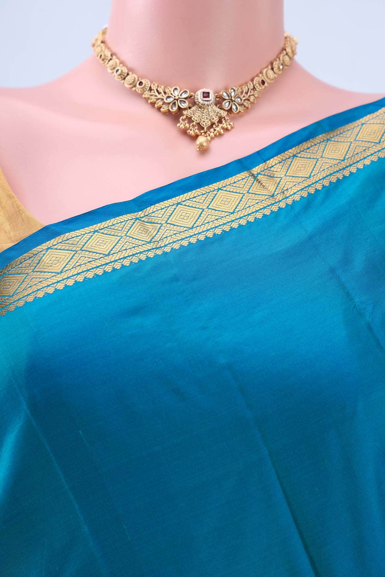 Blue Blended Bangalore Silk Saree
