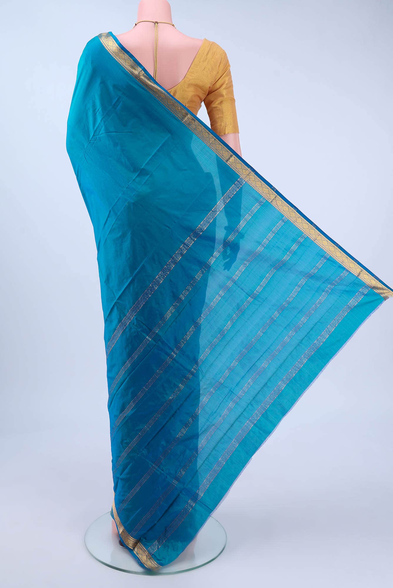 Blue Blended Bangalore Silk Saree