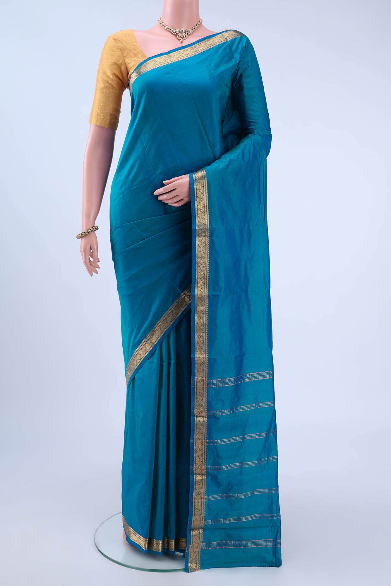 Blue Blended Bangalore Silk Saree