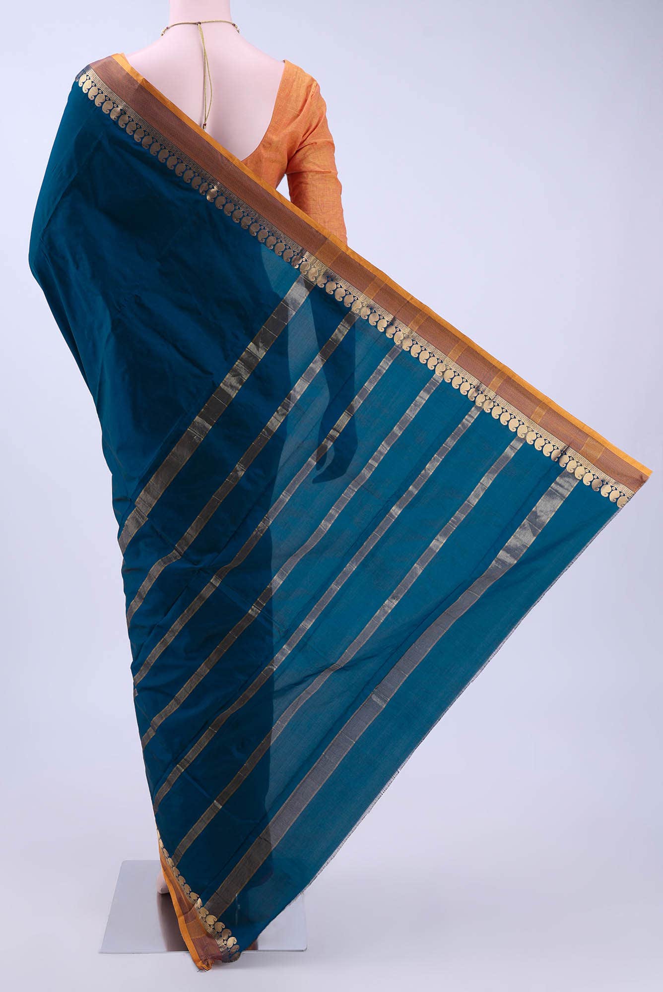 Blue Blended Bangalore Silk Saree