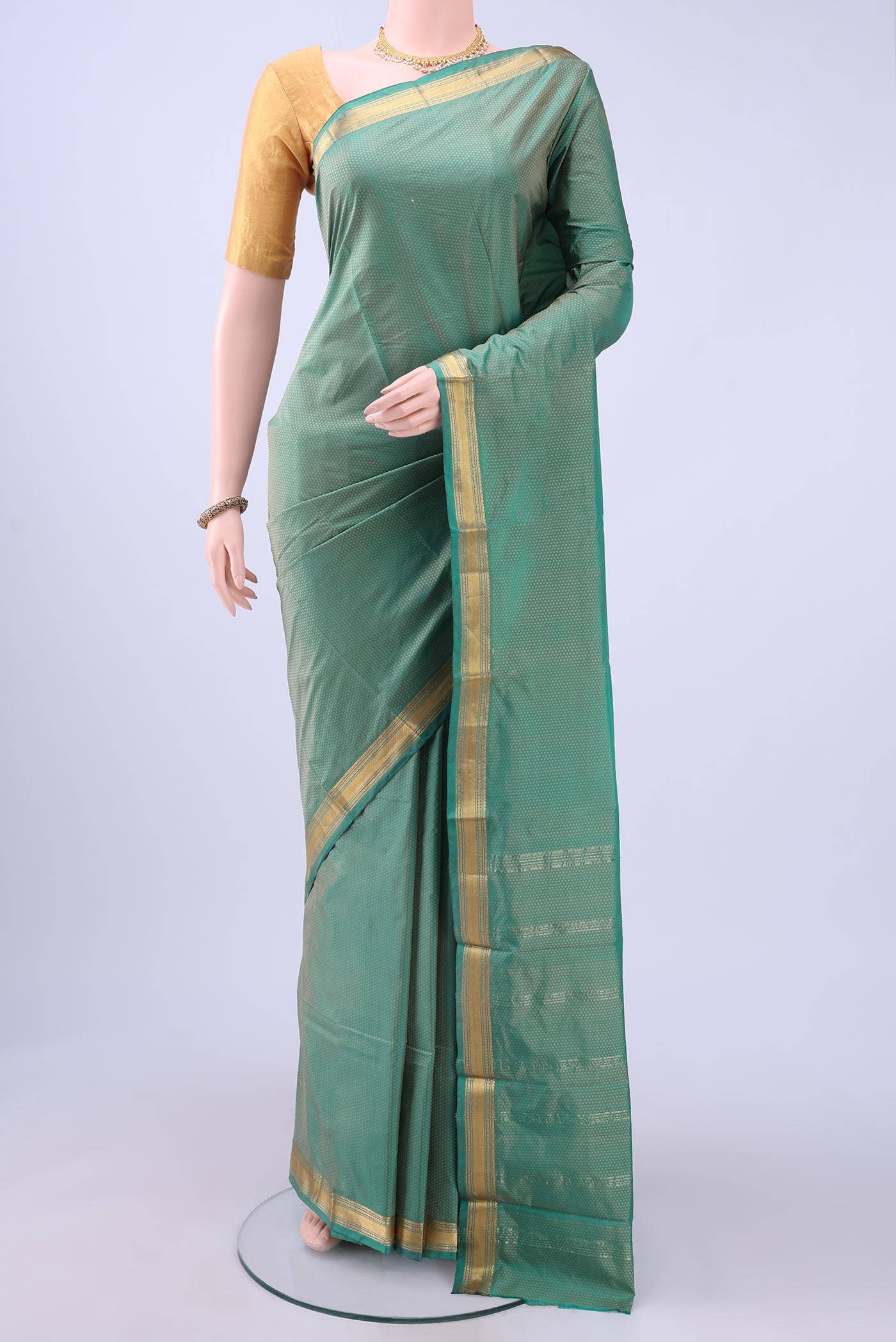 Light Green Blended Bangalore Silk Saree