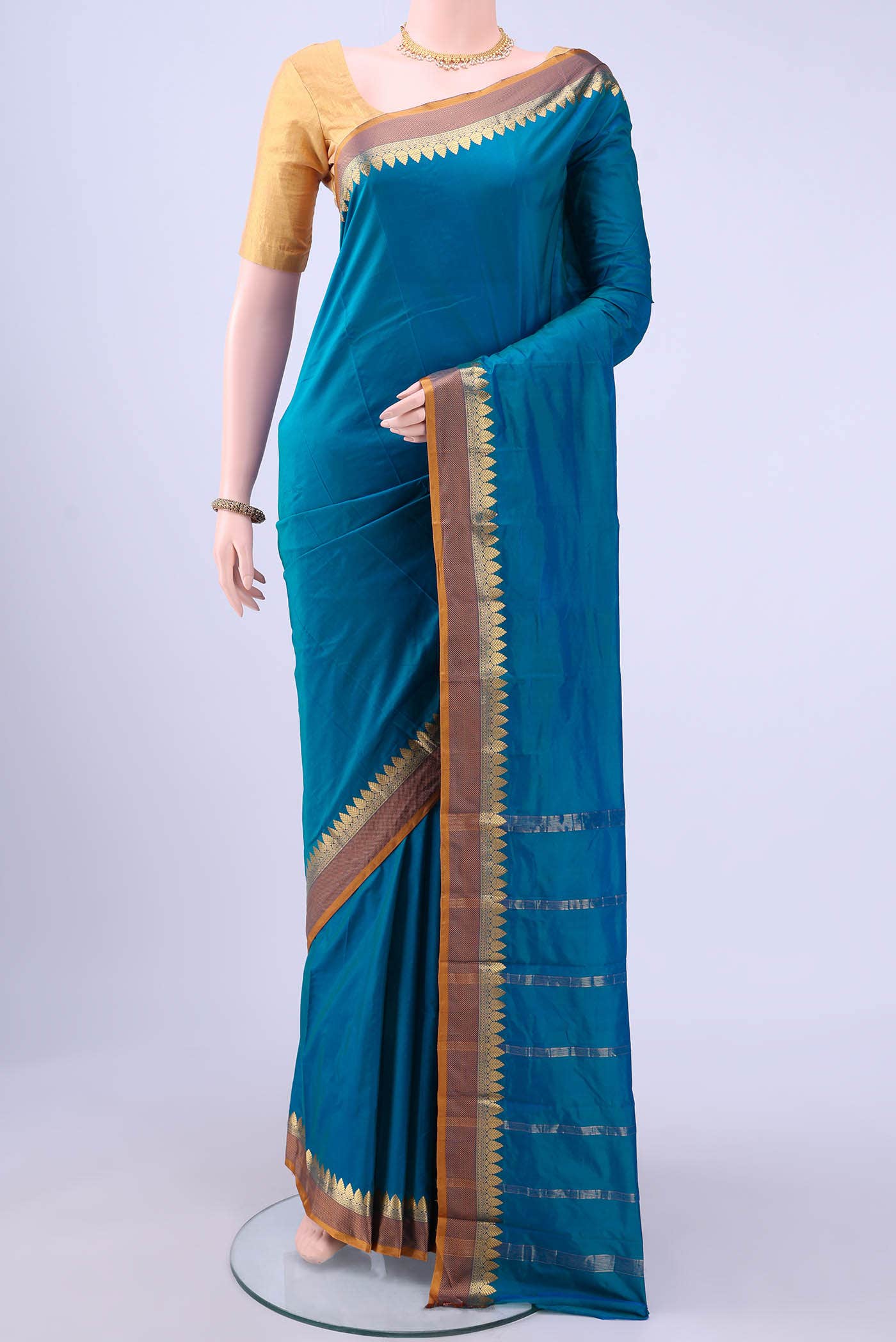 Blue Blended Bangalore Silk Saree
