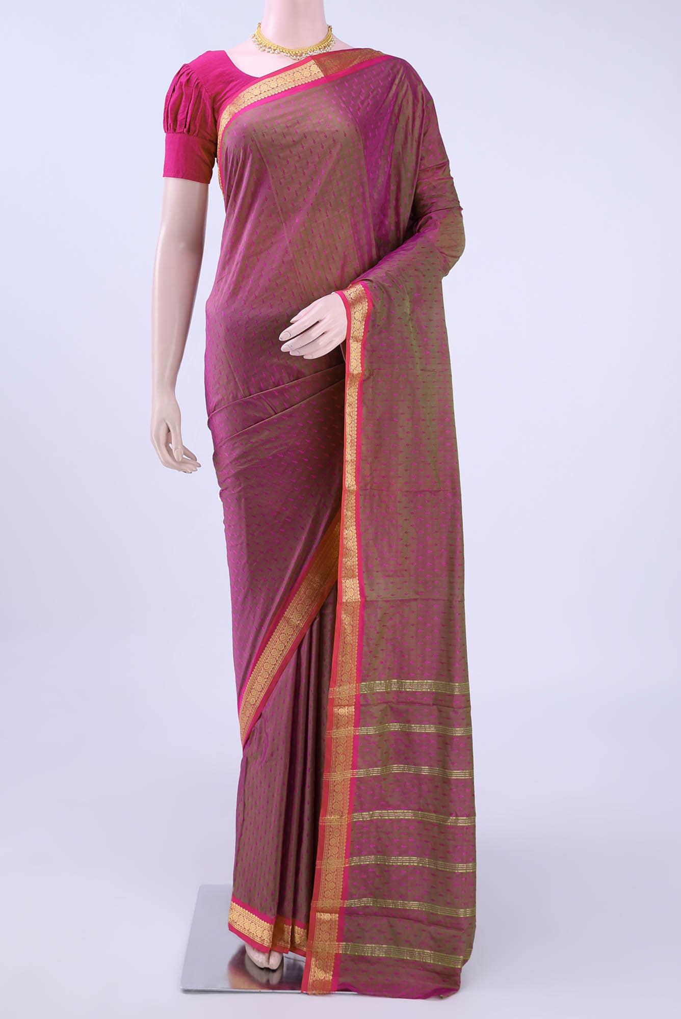 Cinnamon Blended Bangalore Silk Saree