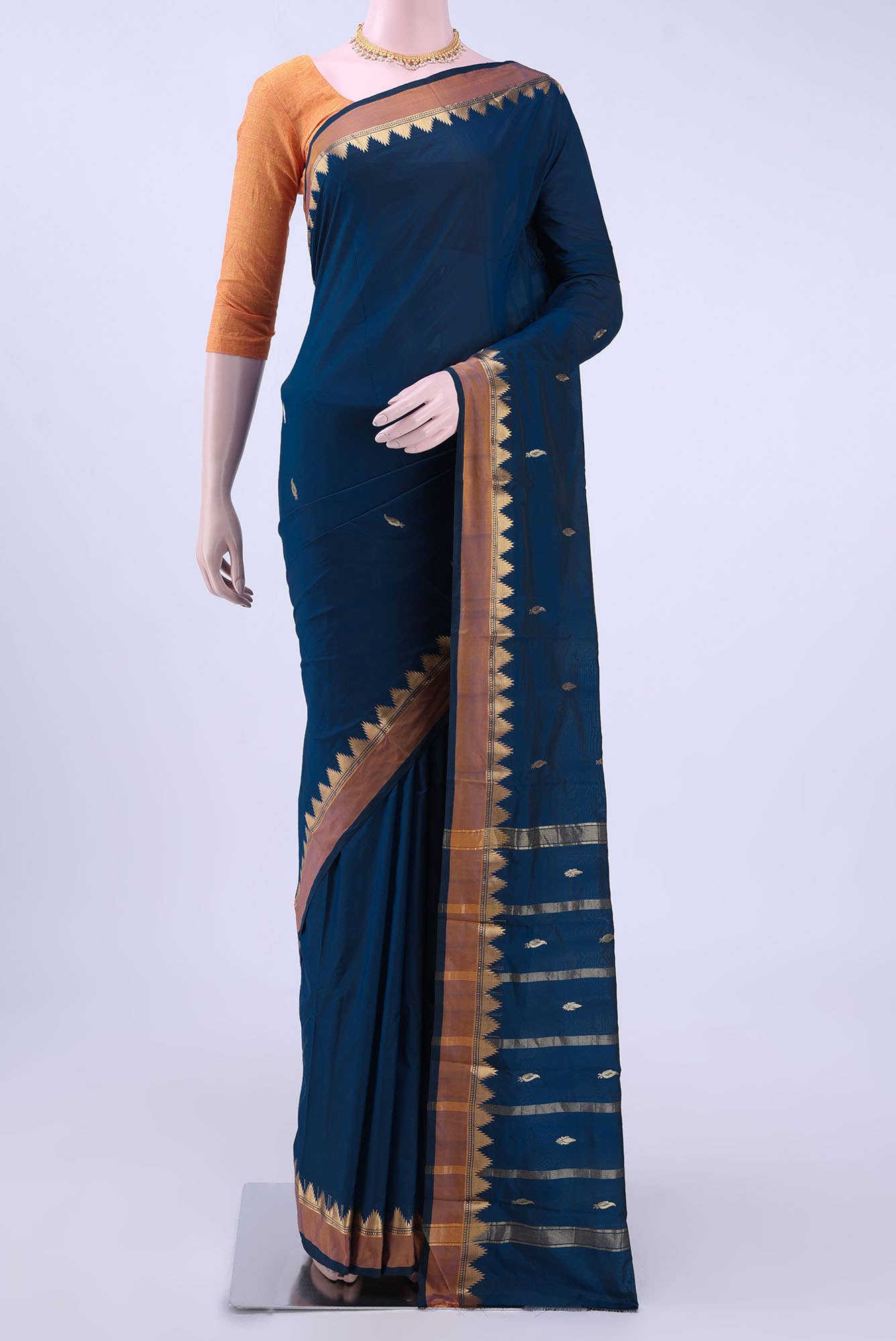 Blue Blended Bangalore Silk Saree
