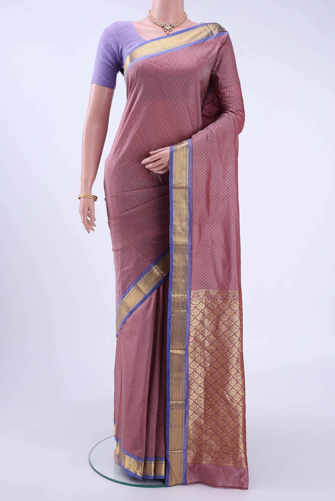 Rose pink Blended Bangalore Silk Saree