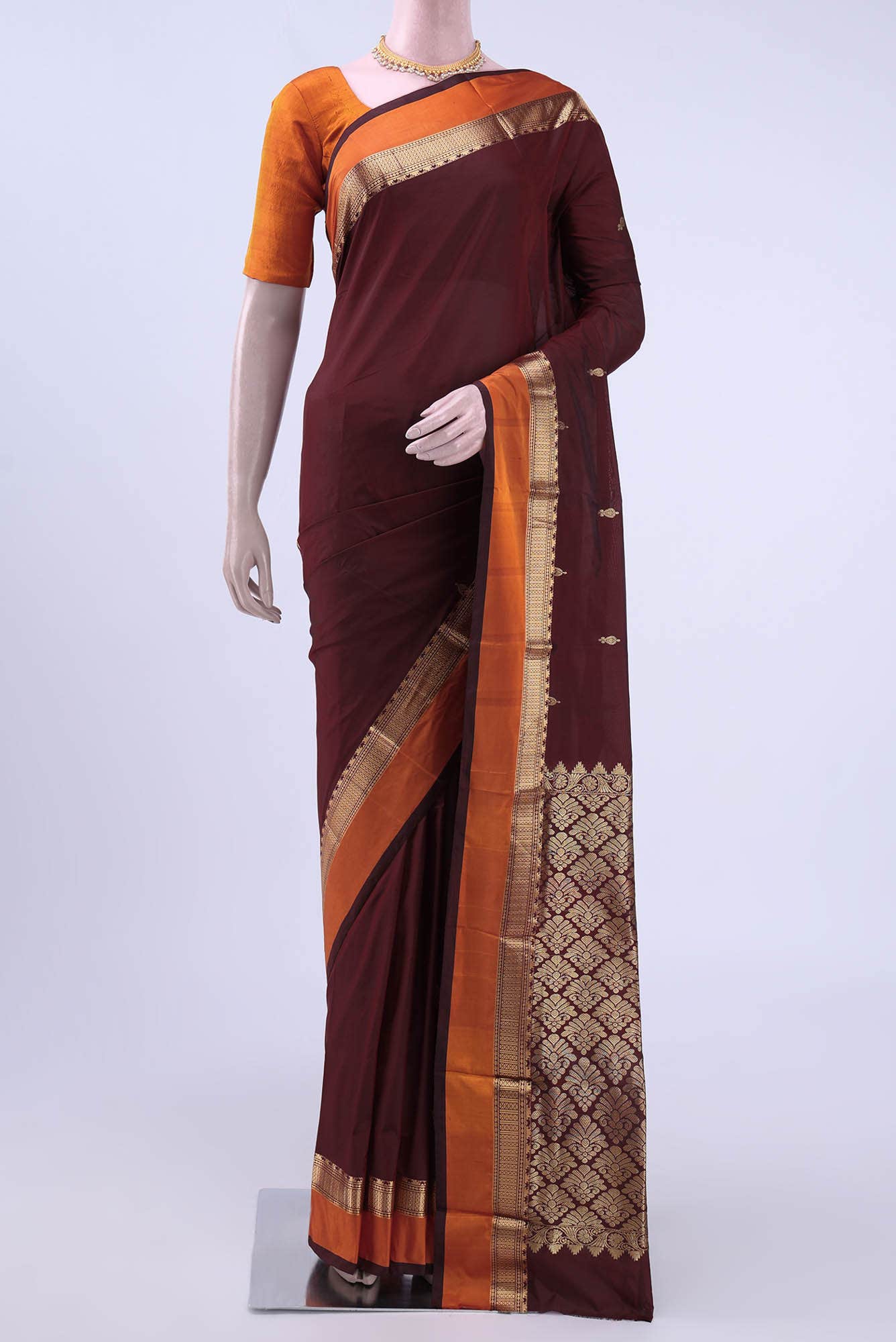 Maroon Blended Bangalore Silk Saree
