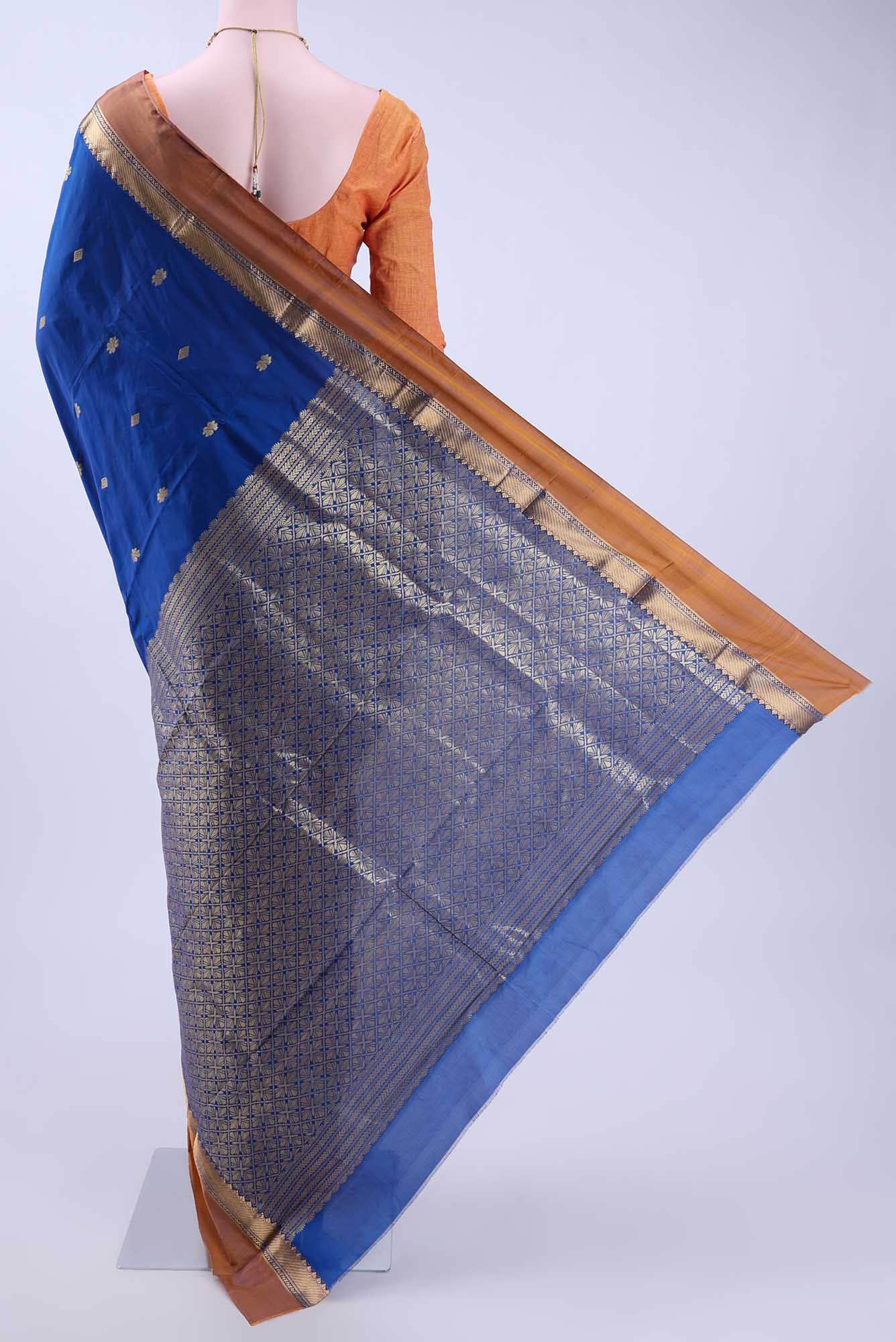 Royal Blue Blended Bangalore Silk Saree