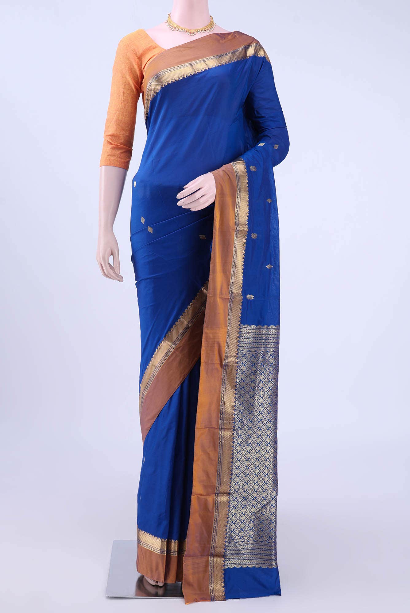 Royal Blue Blended Bangalore Silk Saree