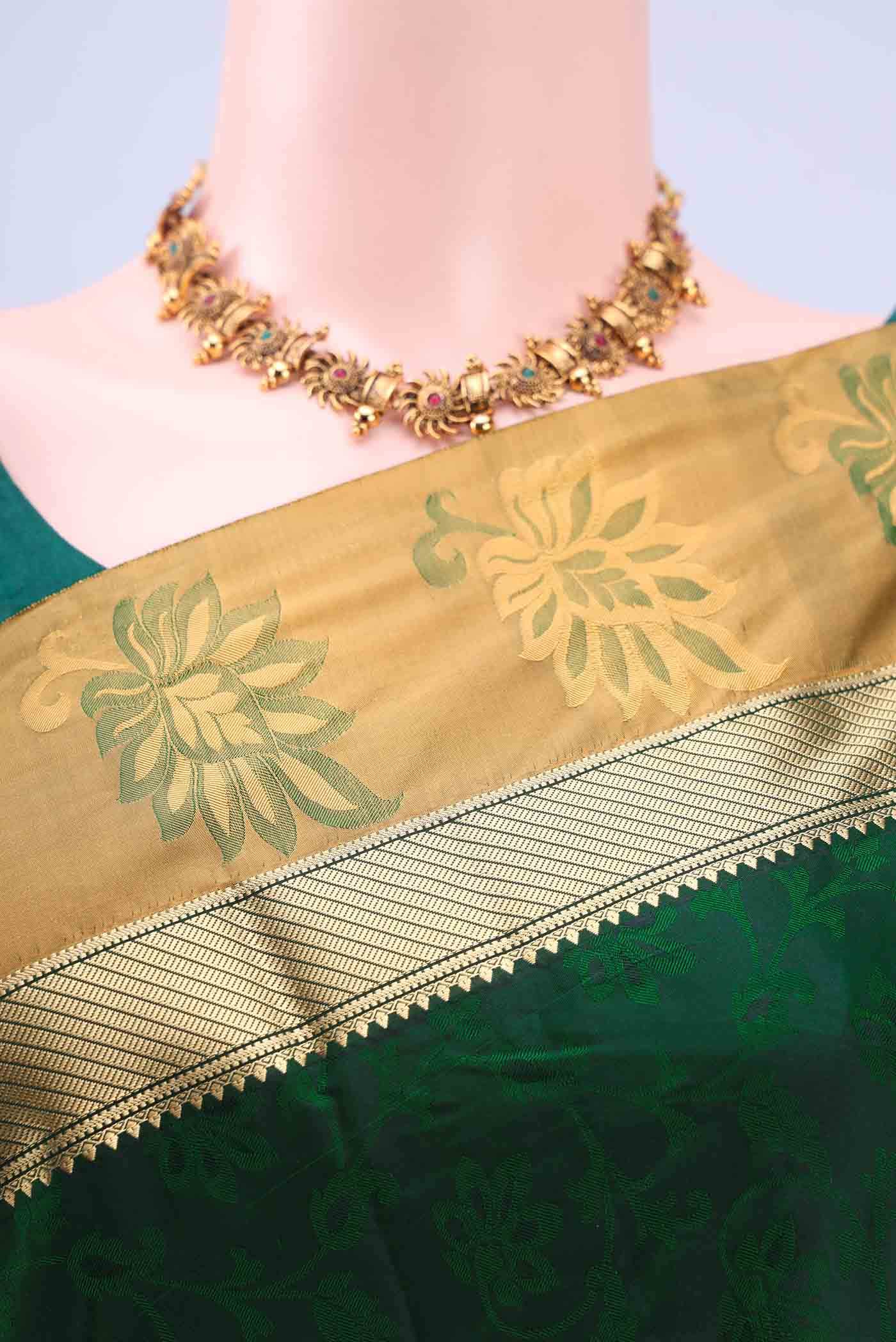 Bottle Green Blended Bangalore Silk Saree