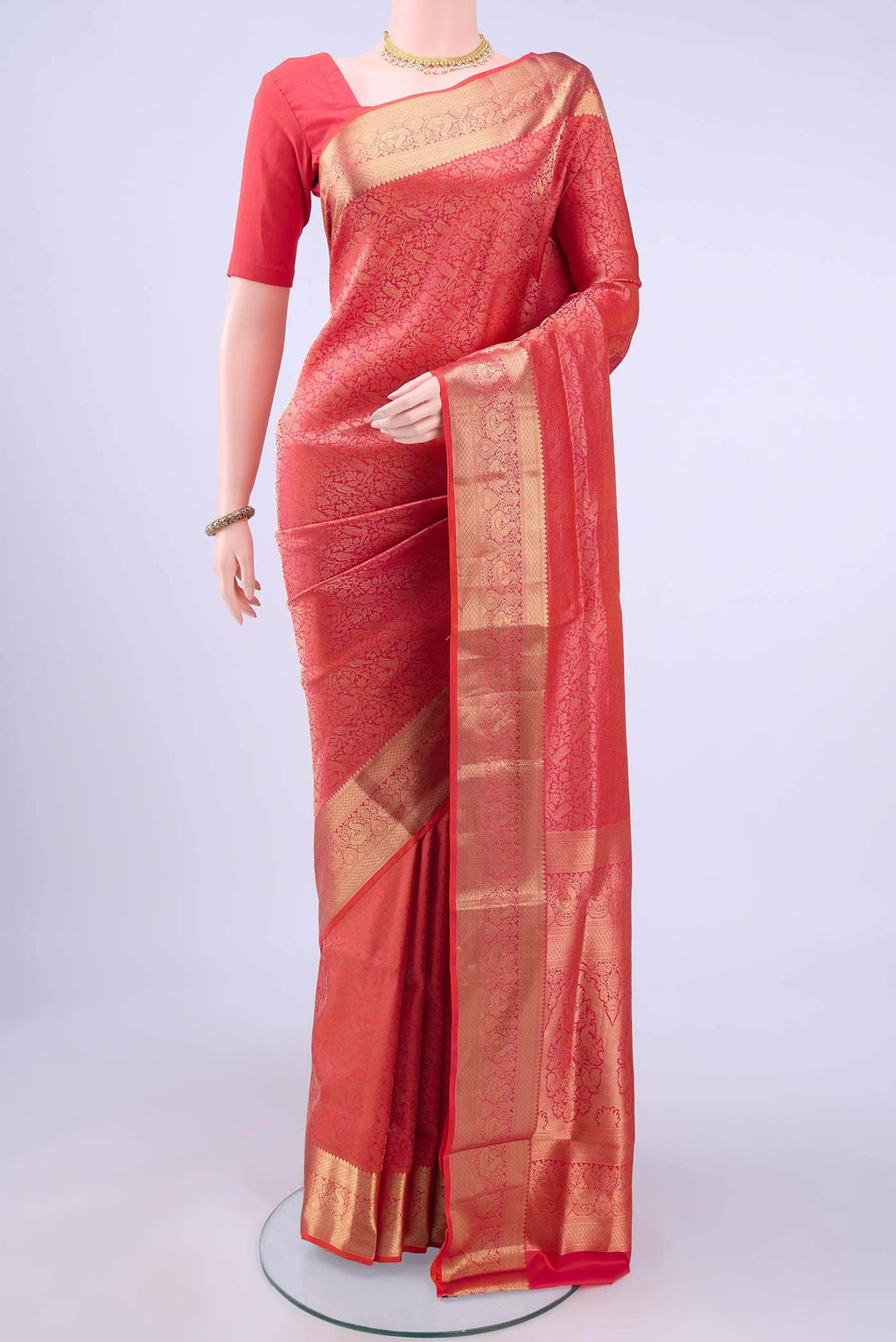 Brick Orange Soft Silk Saree