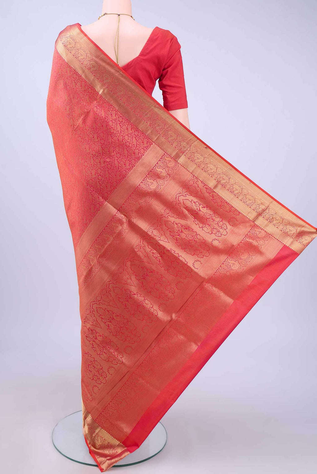 Brick Orange Soft Silk Saree