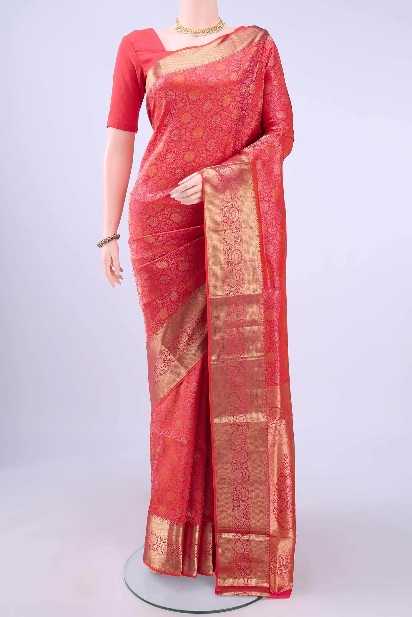Brick Orange Soft Silk Saree