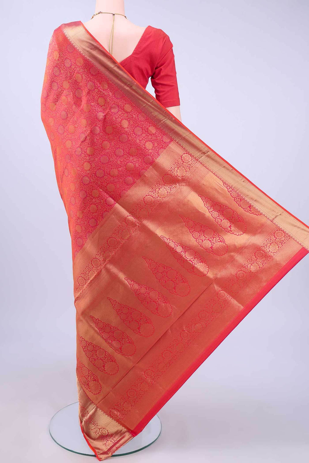 Brick Orange Soft Silk Saree