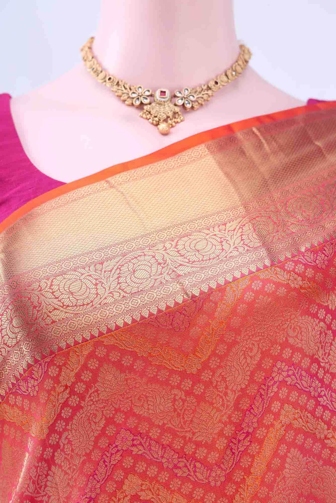 Brick Orange Soft Silk Saree
