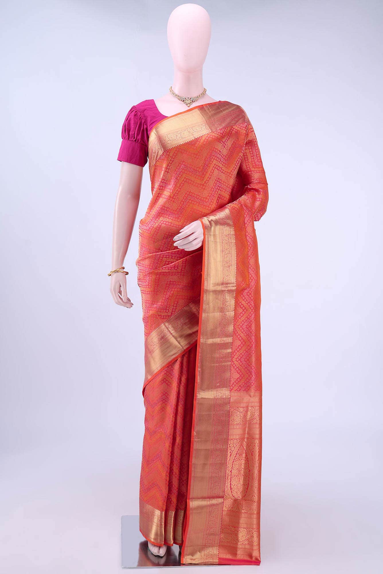 Brick Orange Soft Silk Saree
