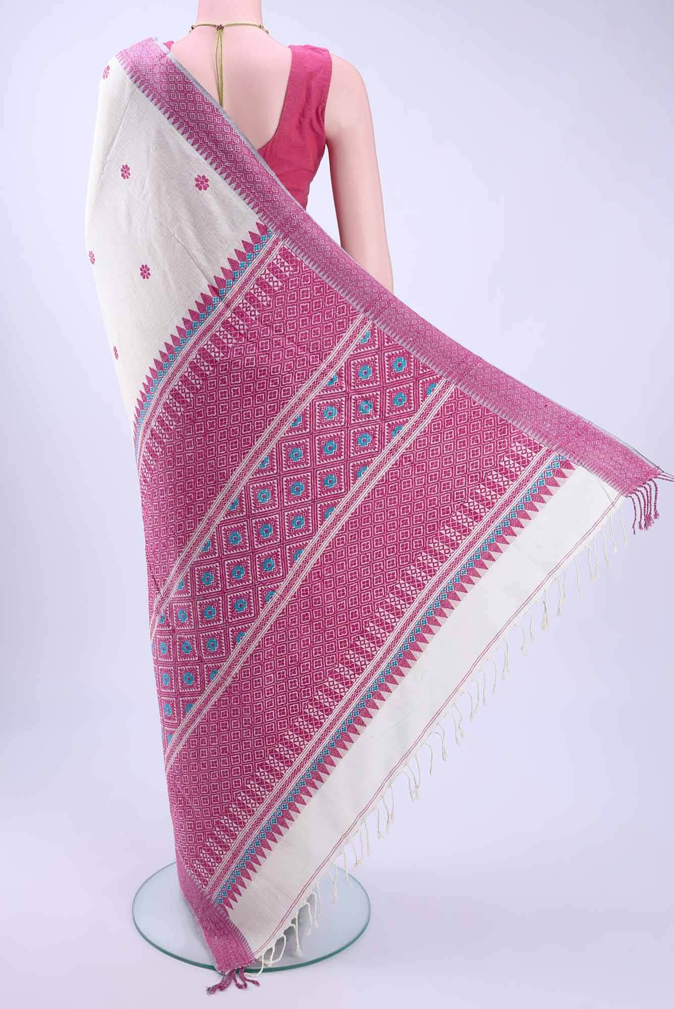 Off White Assam Cotton Saree