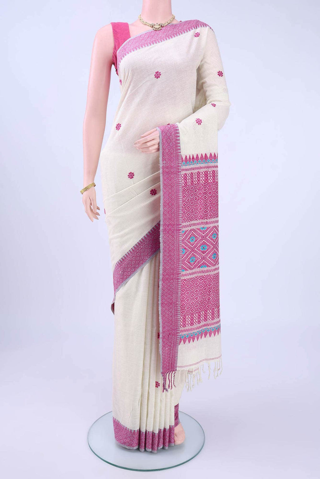 Off White Assam Cotton Saree