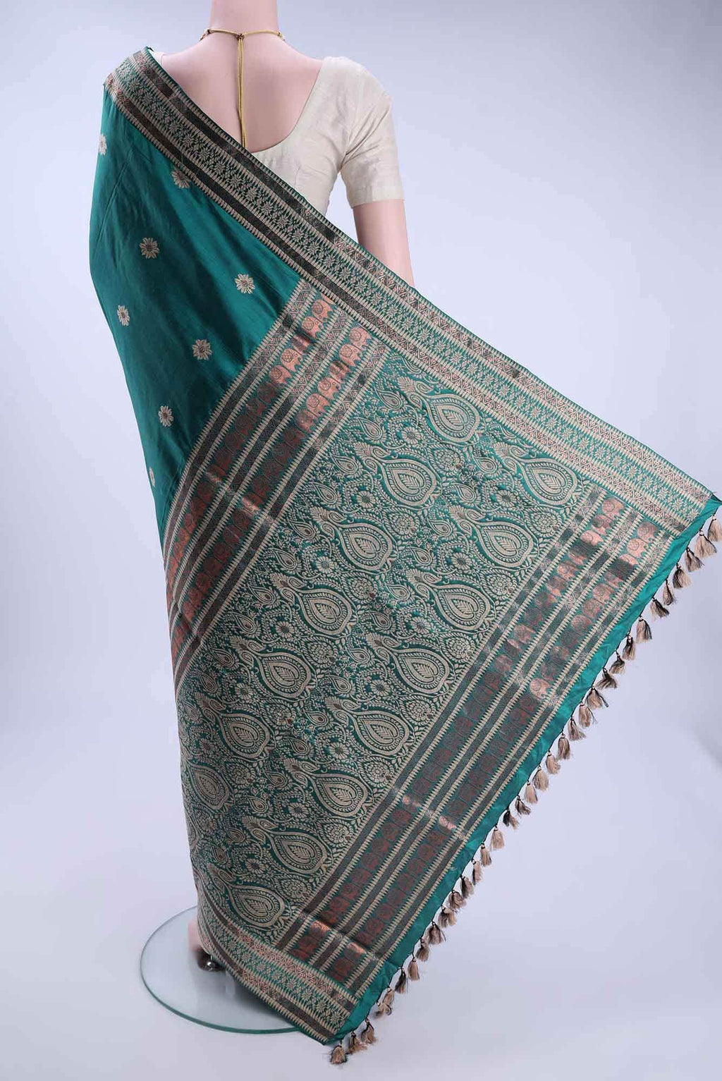 Peacock Blue Assam Silk Saree