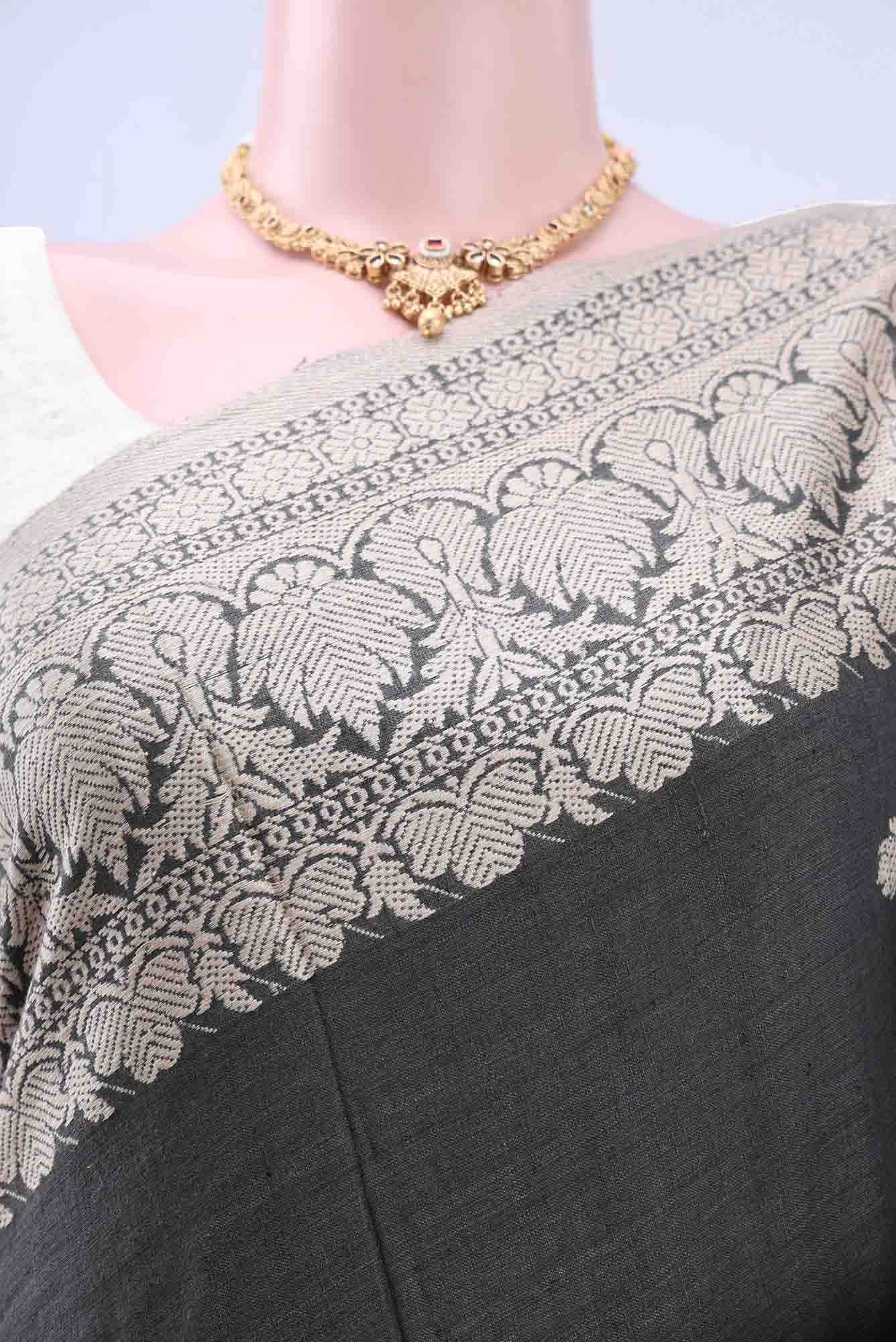 Davys Grey Assam Cotton Saree